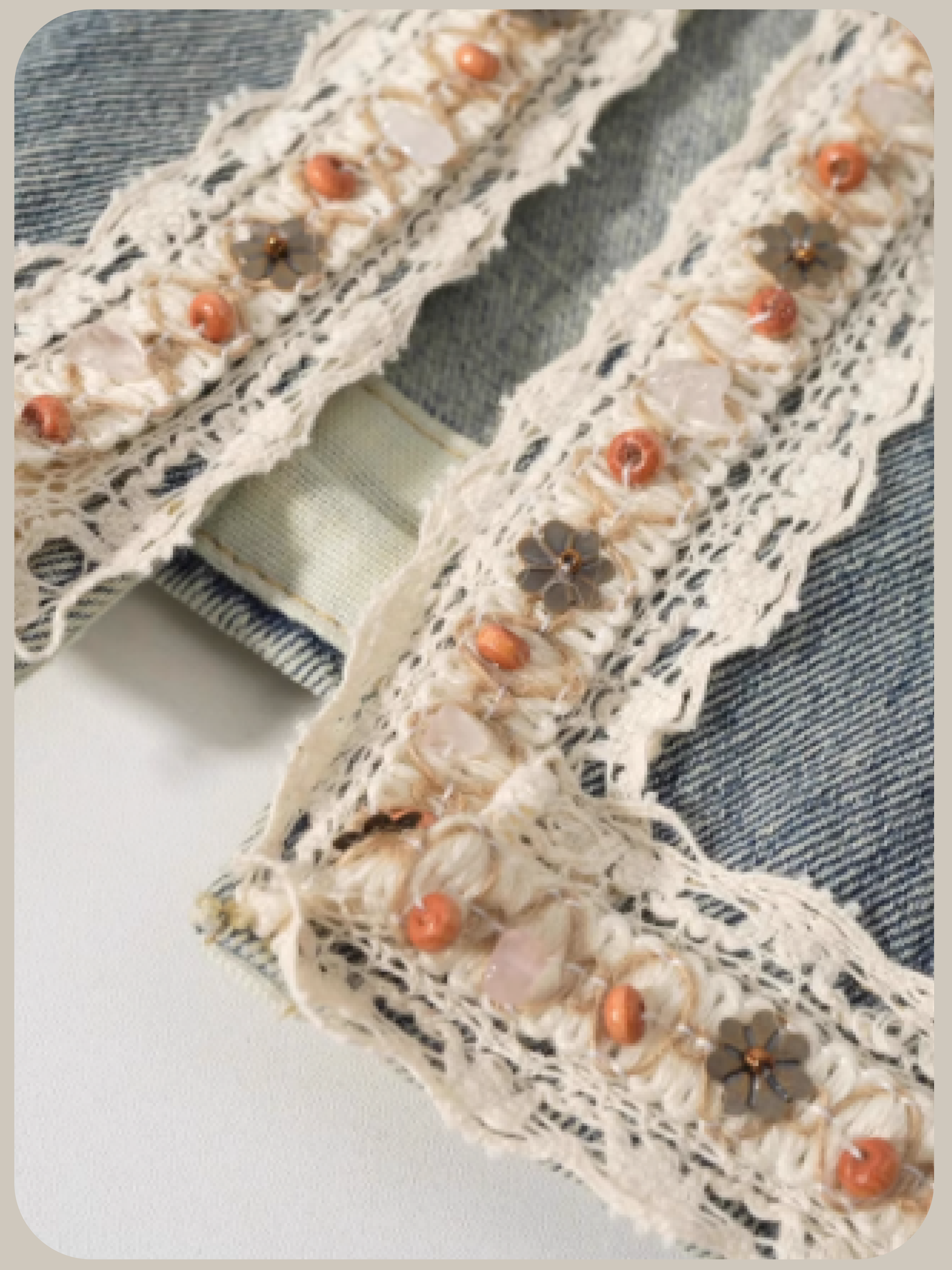 Romantic Beads Deco Denim Jacket/ロマンティックビーズデコデニムジャケット