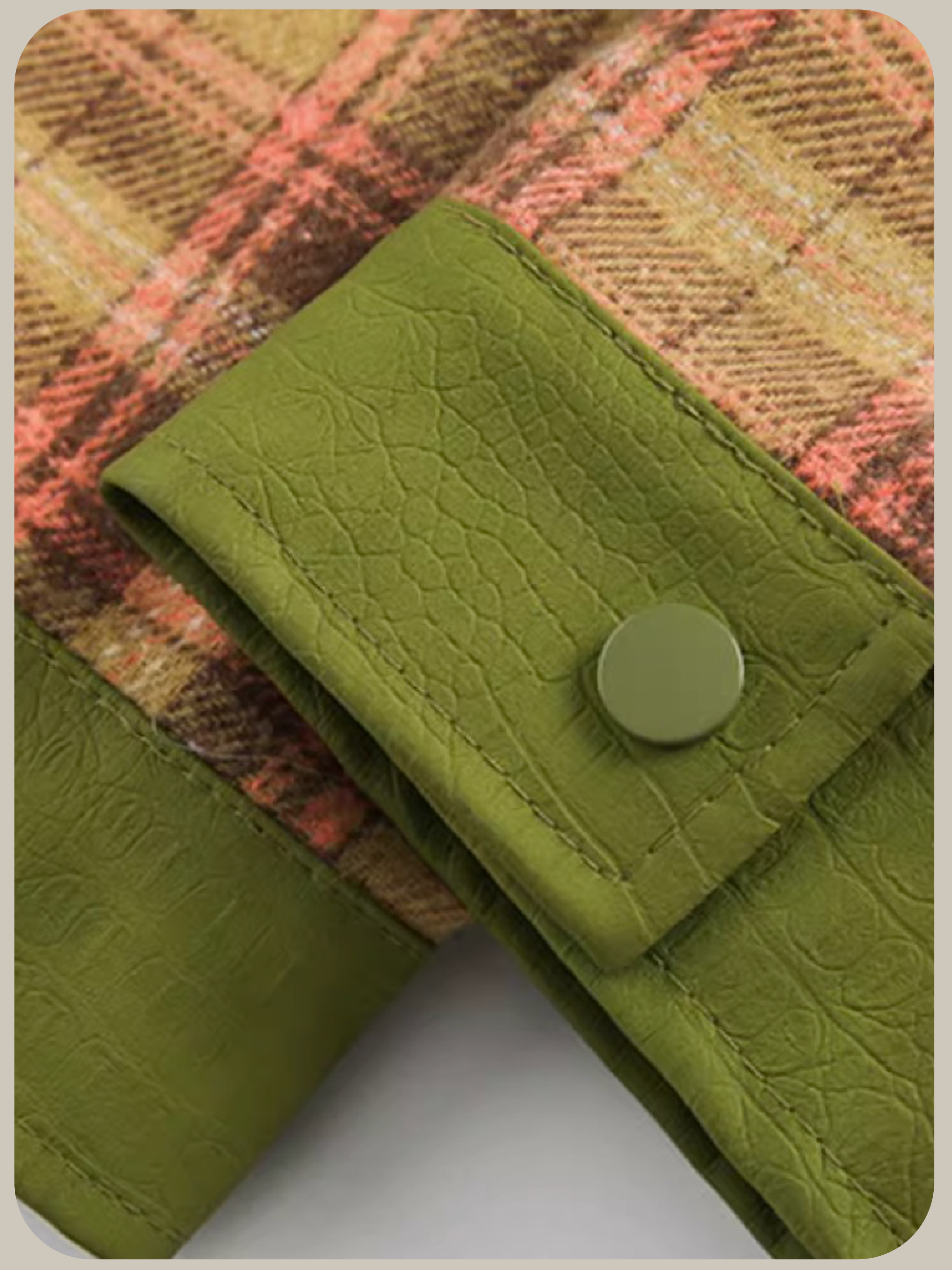 Chic Plaid PU Stitched Jacket/シックチェック柄PUステッチジャケット