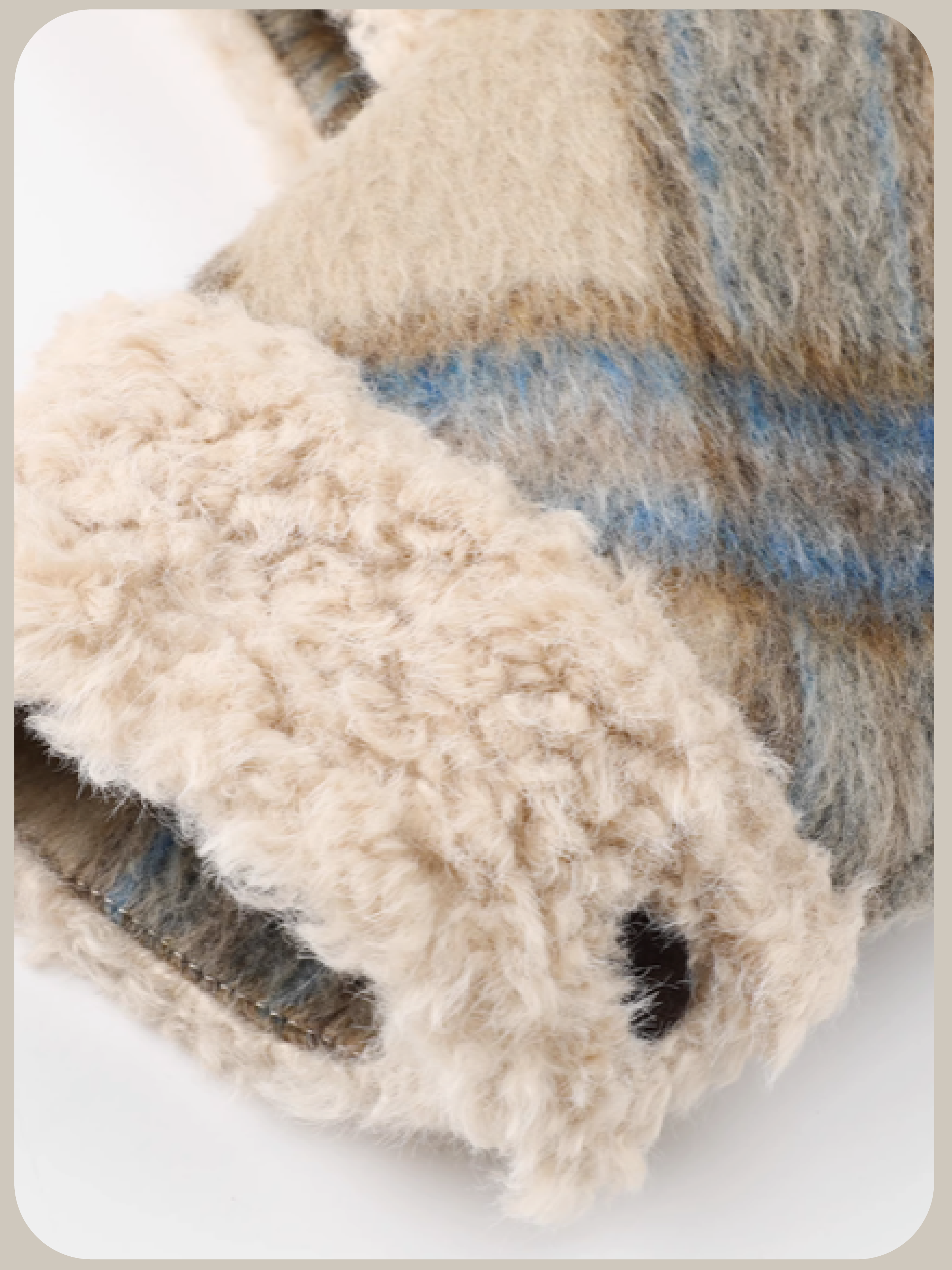 Cozy Check Style Faux Fur Jacket/チェックスタイルフェイクファージャケット