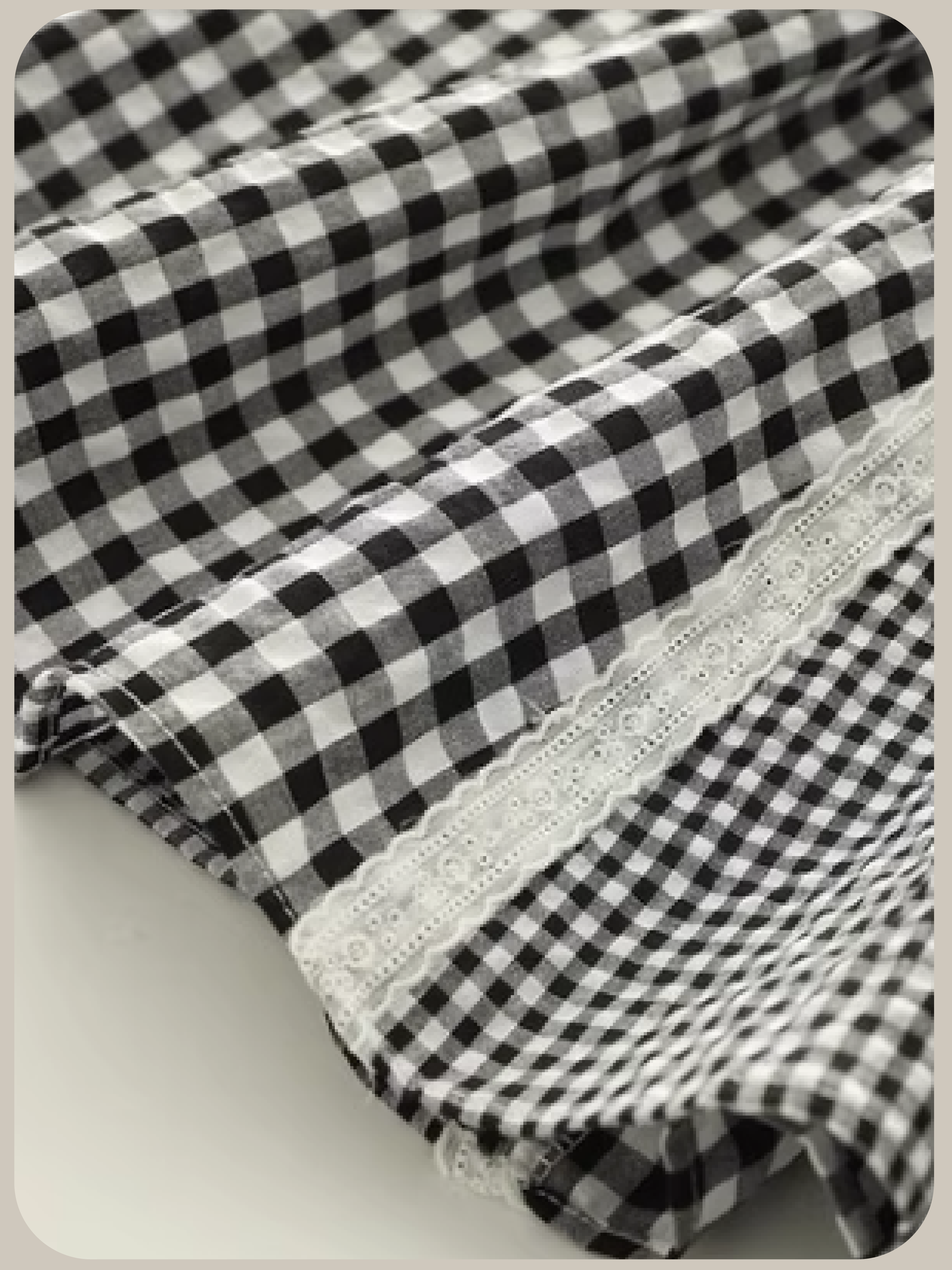 Multiple Check Lace Stitching Skirt/マルチチェックレースステッチスカート