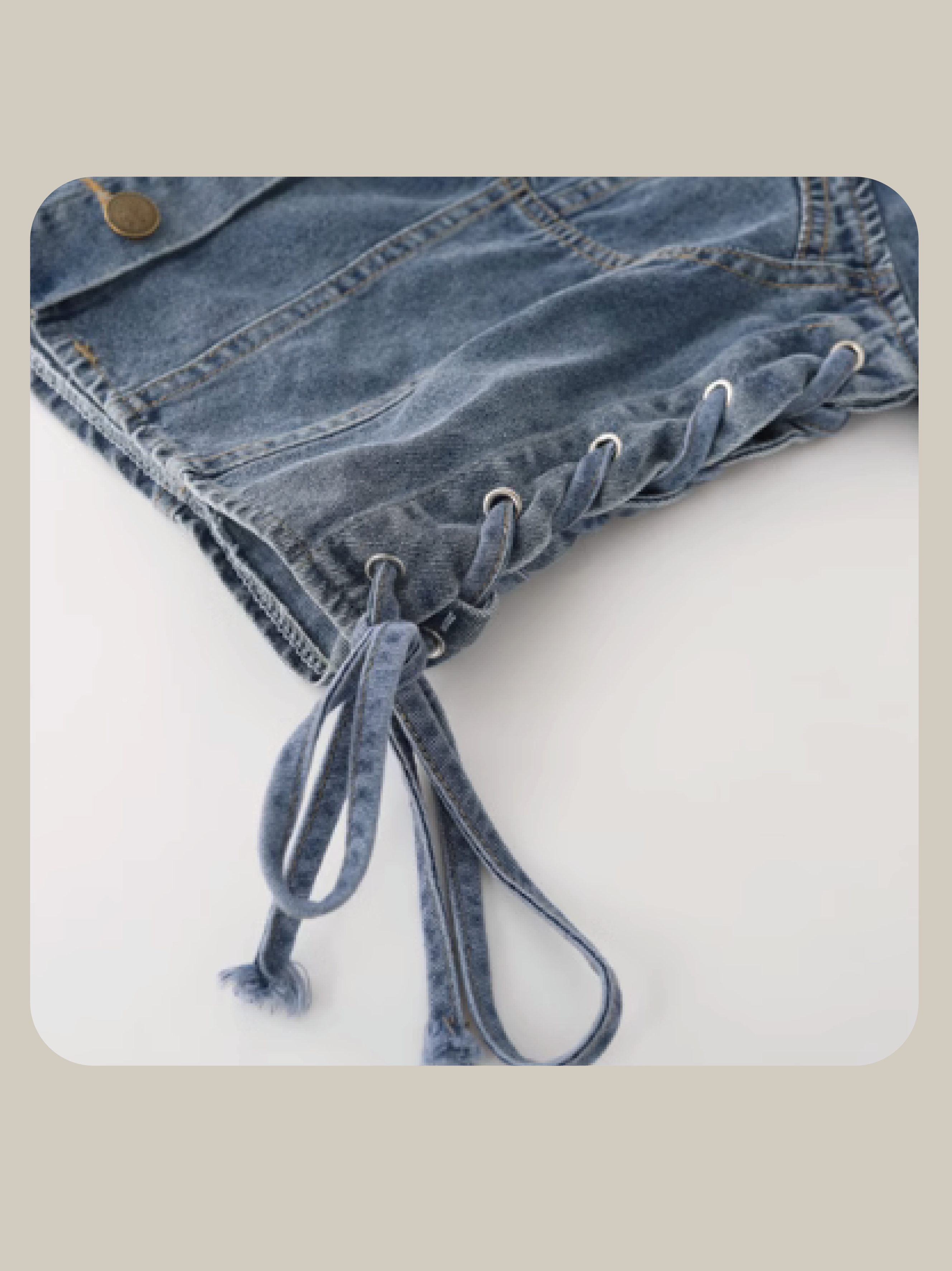 Square Collar Denim Top スクエアカラーデニムトップス