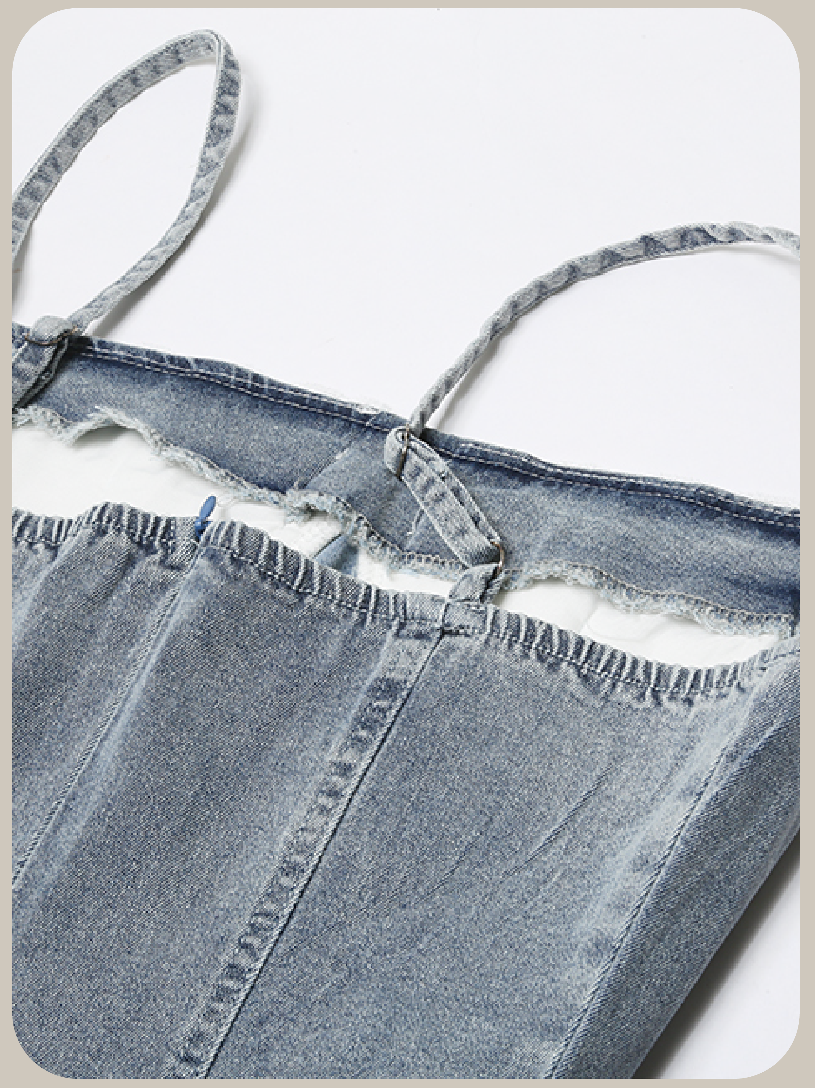 Slim Lace Stitch Denim Dress/シルムレースステッチデニムドレス