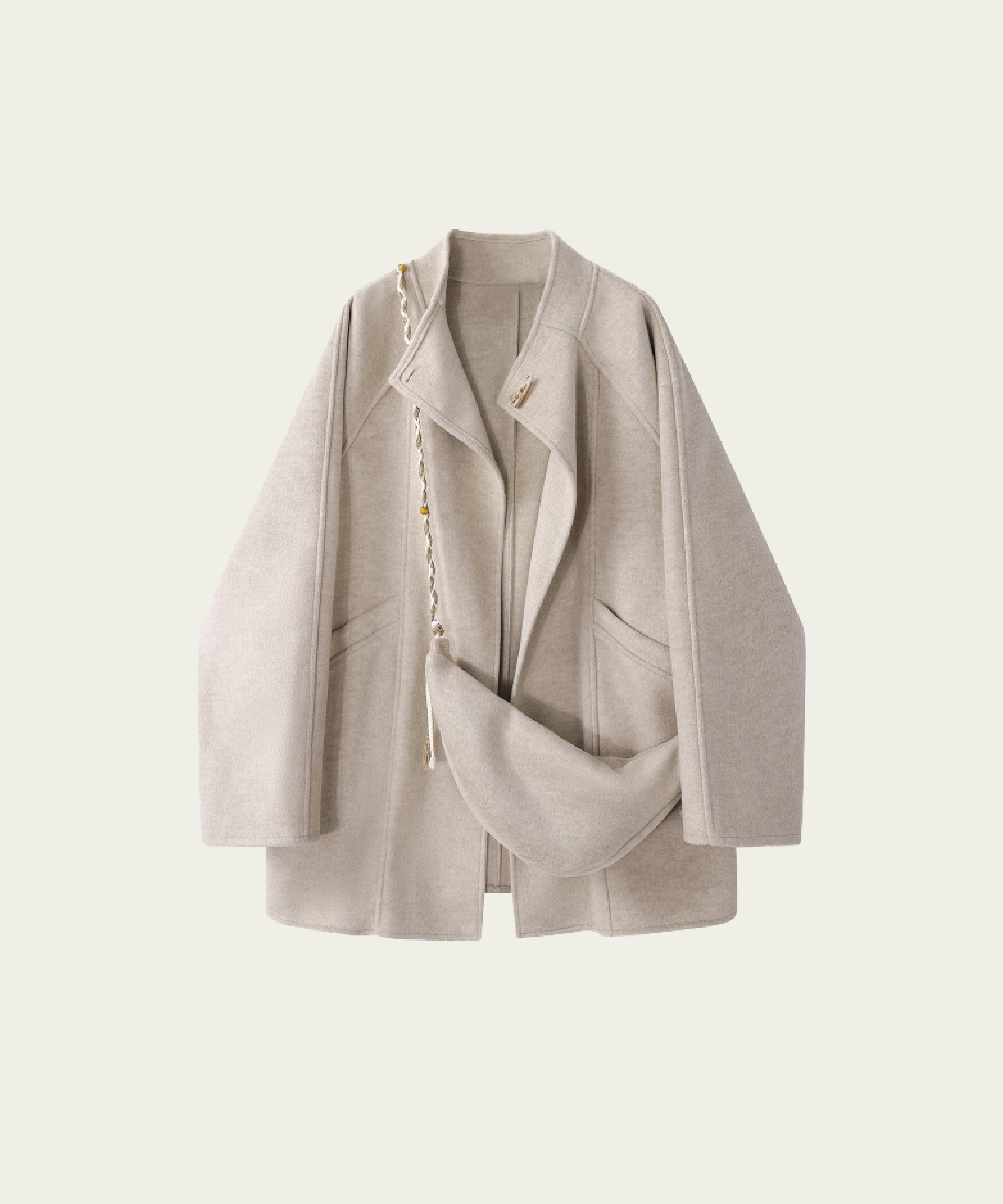 Elegant One Tone Coat With Bag