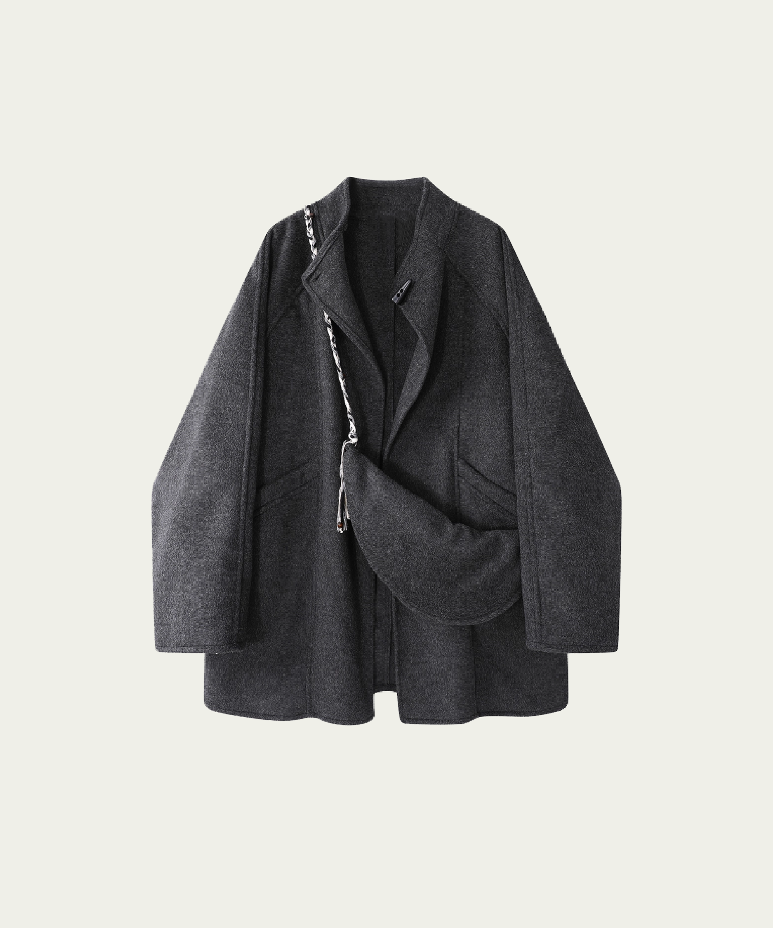 Elegant One Tone Coat With Bag