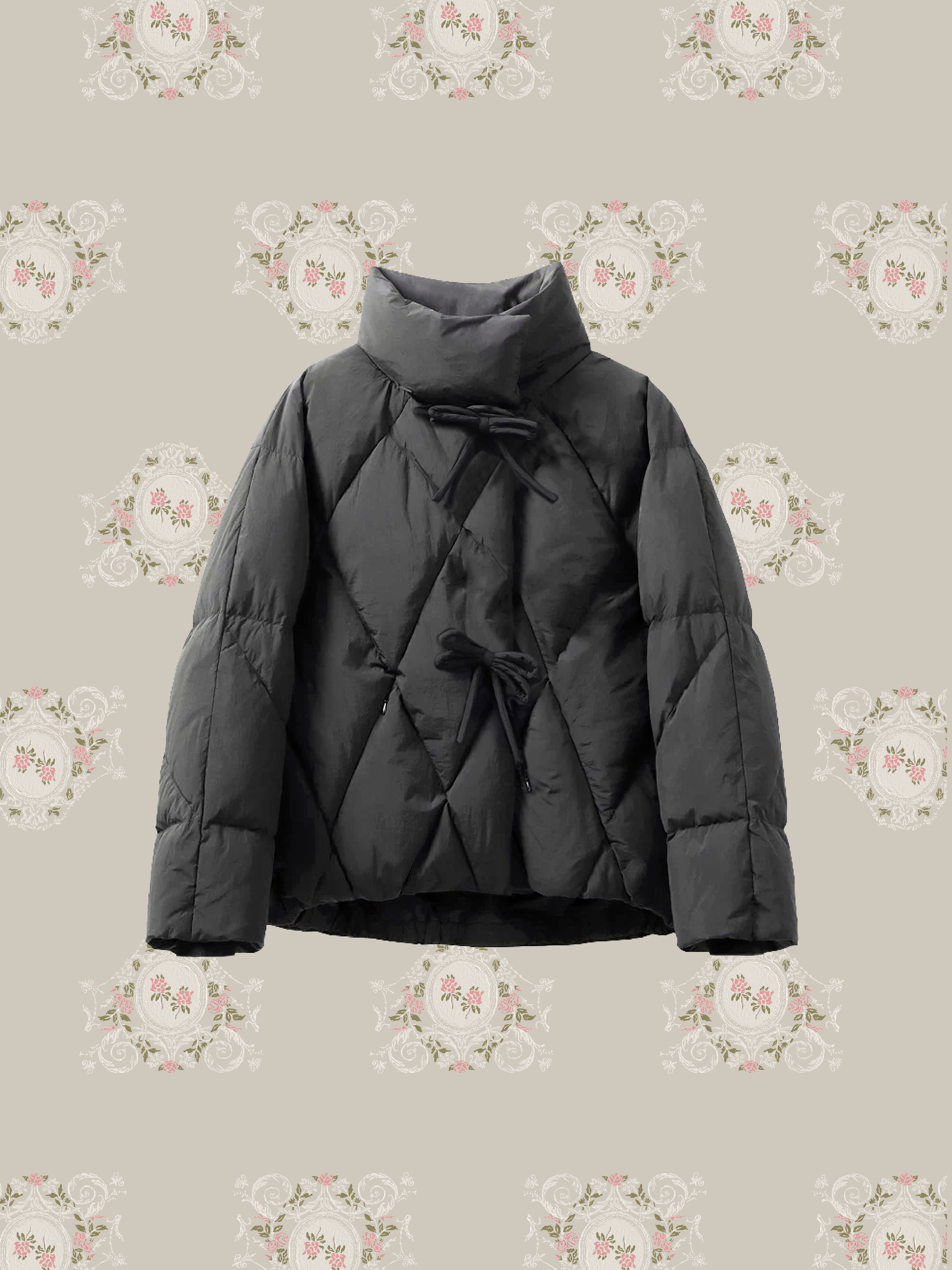 Quilting Ribbon Puffer Duck Down Jacket キルティングリボンパファーダックダウンジャケット