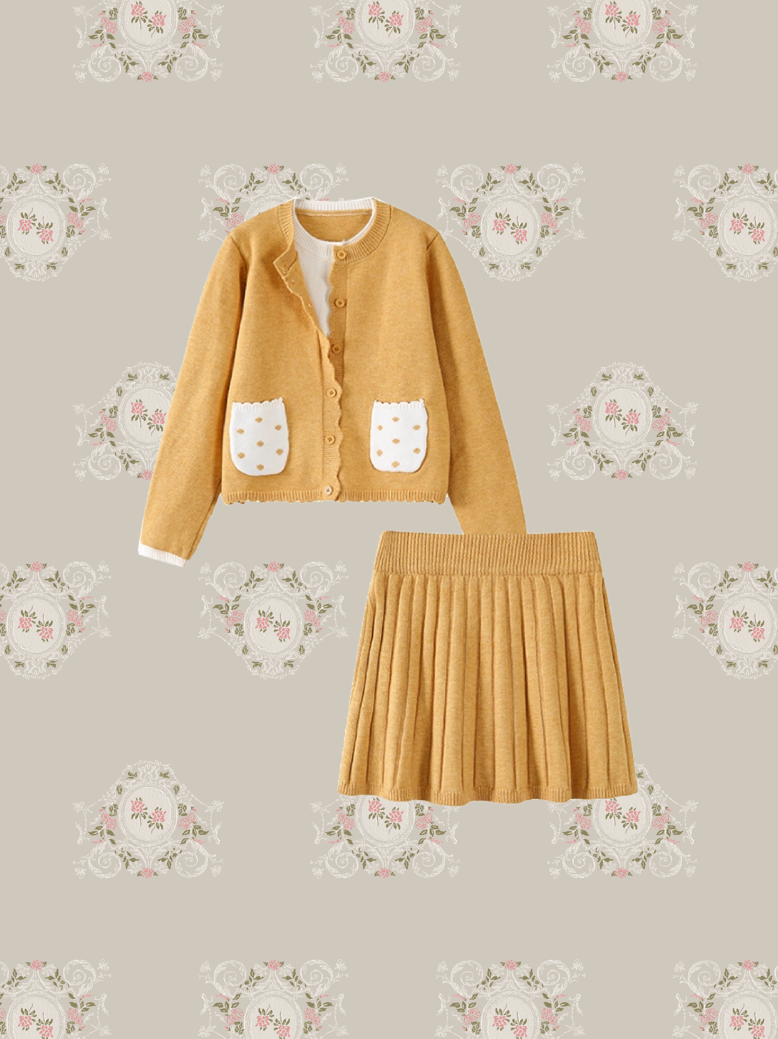 Two Tone Knitting Skirt Set Up/ツートンニットスカートセットアップ