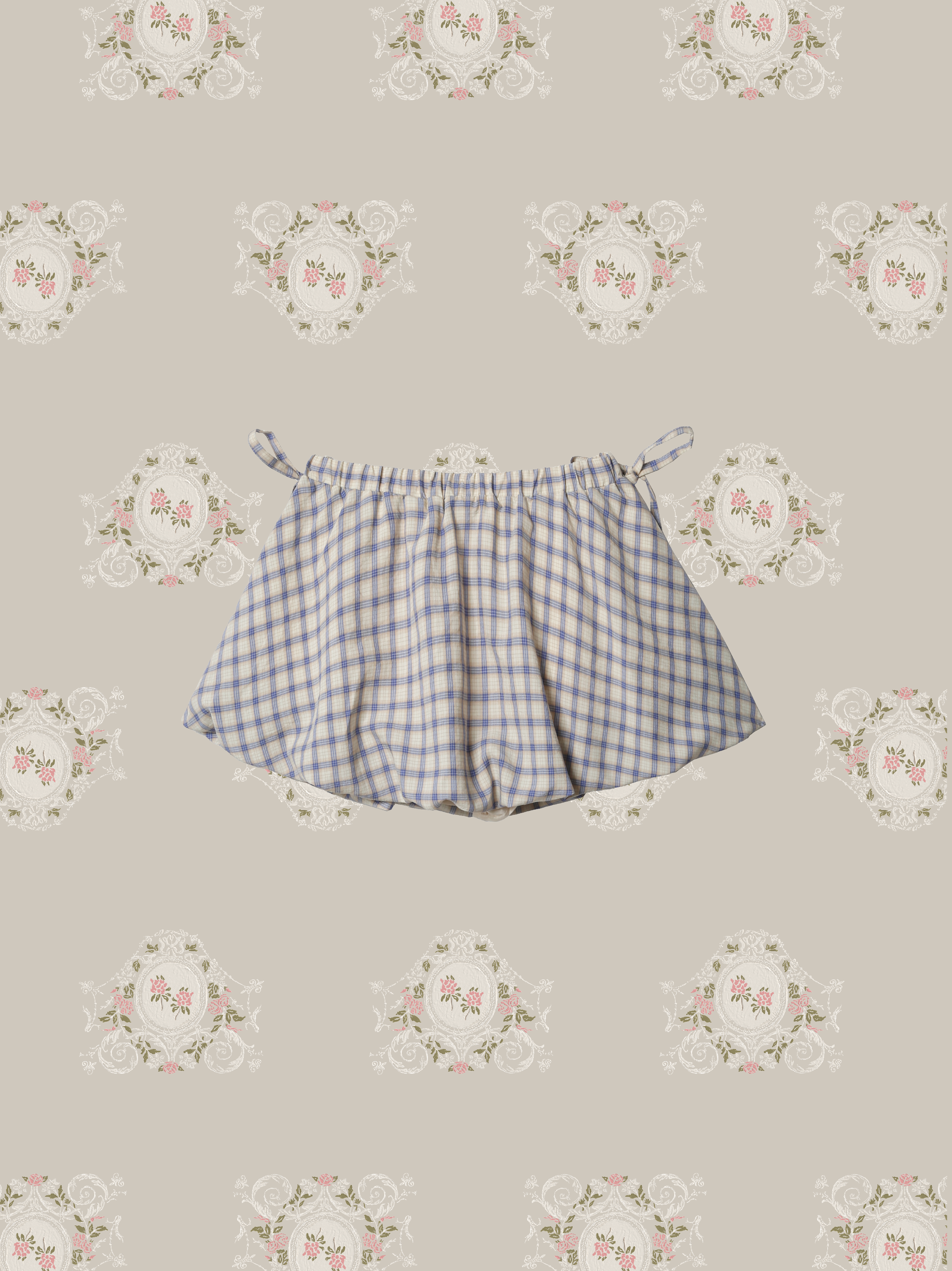 Gingham Check Baloon Skirt