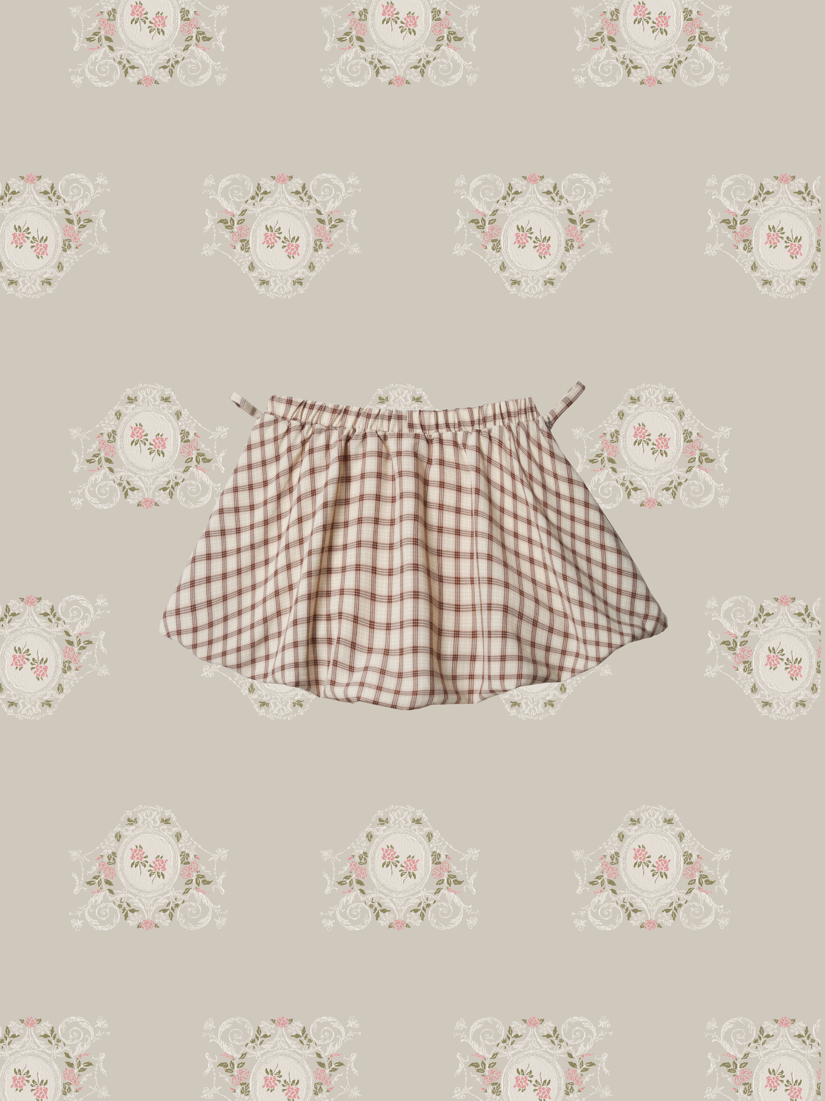 Gingham Check Baloon Skirt