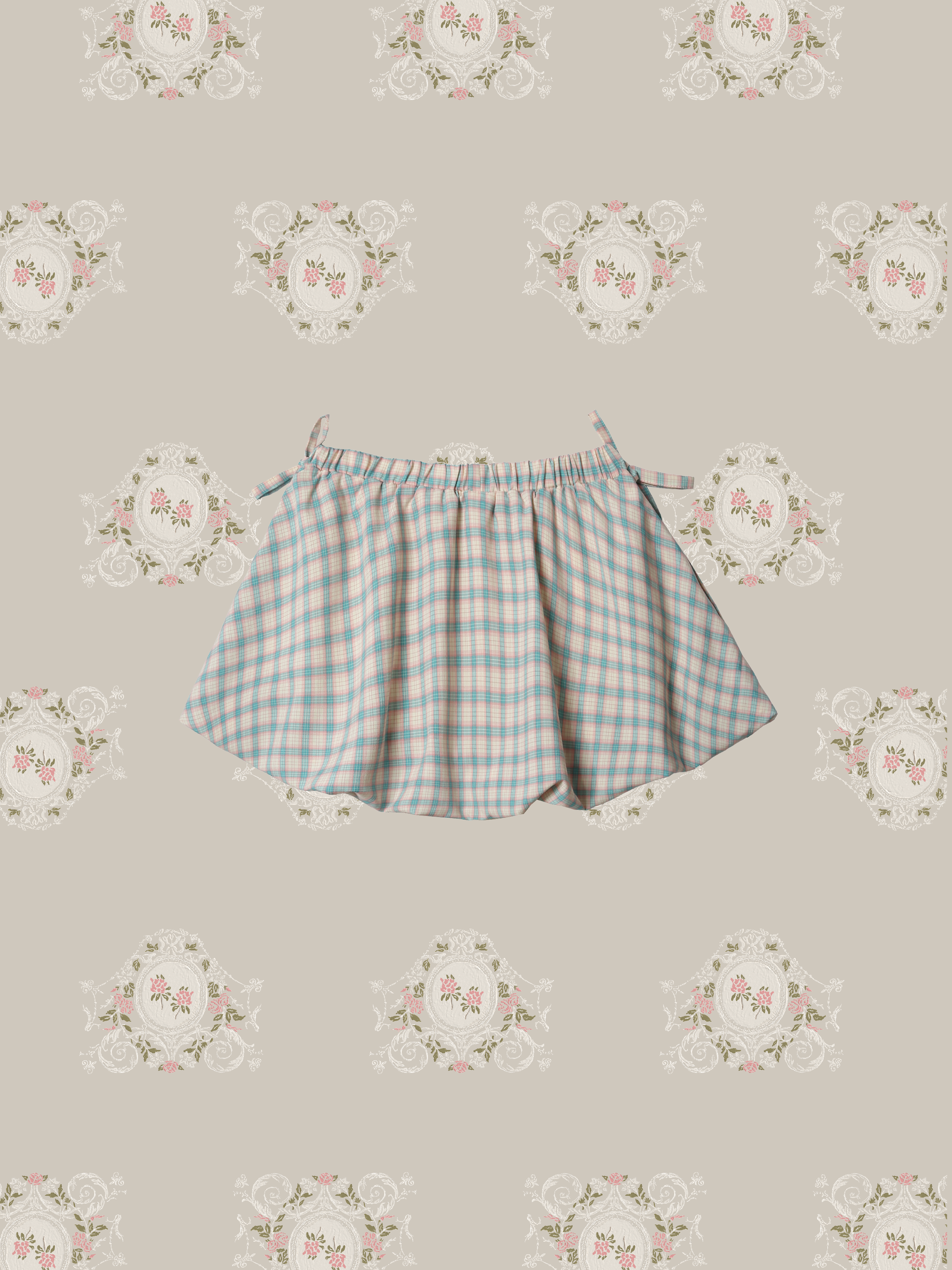 Gingham Check Baloon Skirt