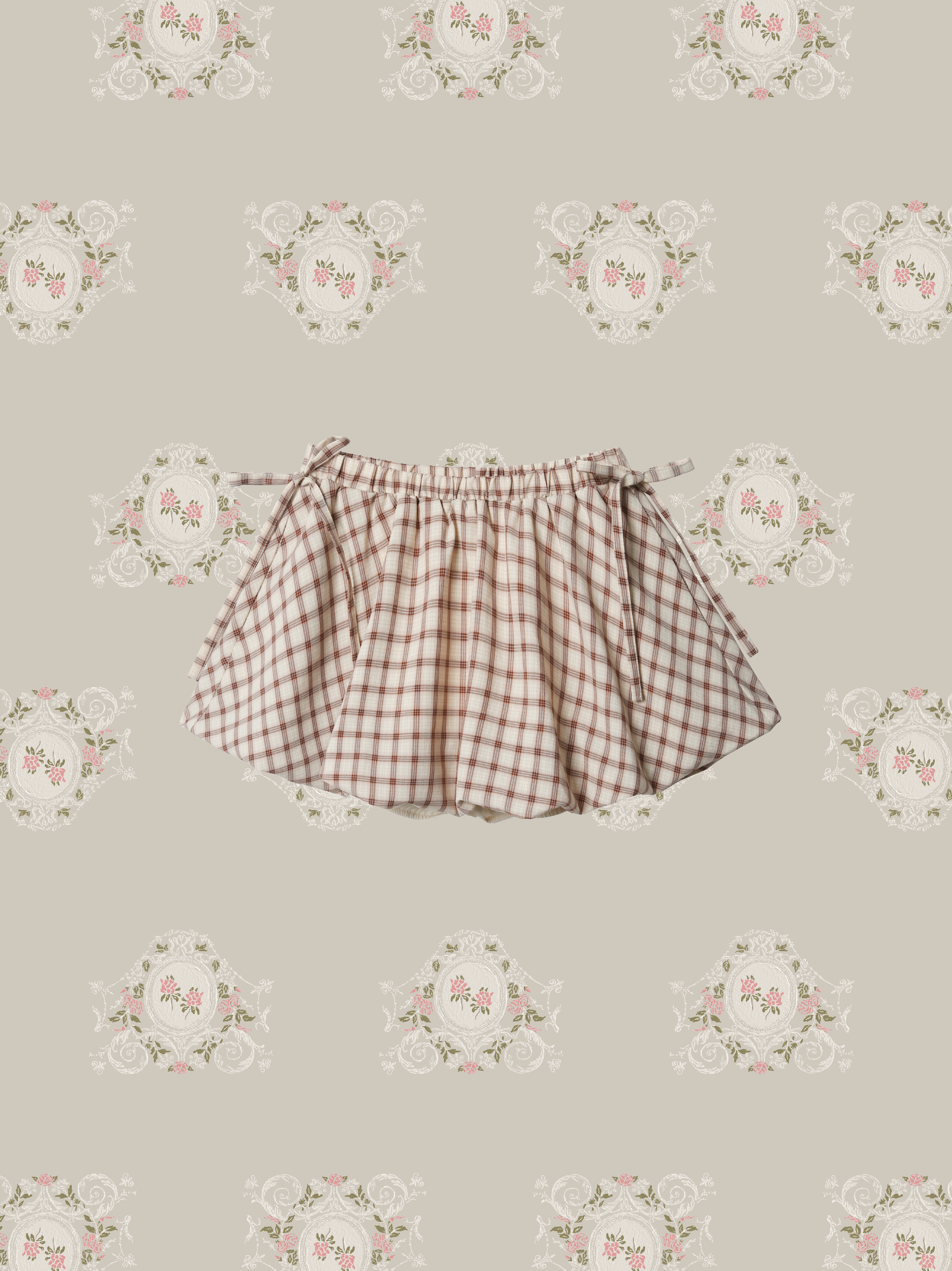 Gingham Check Baloon Skirt