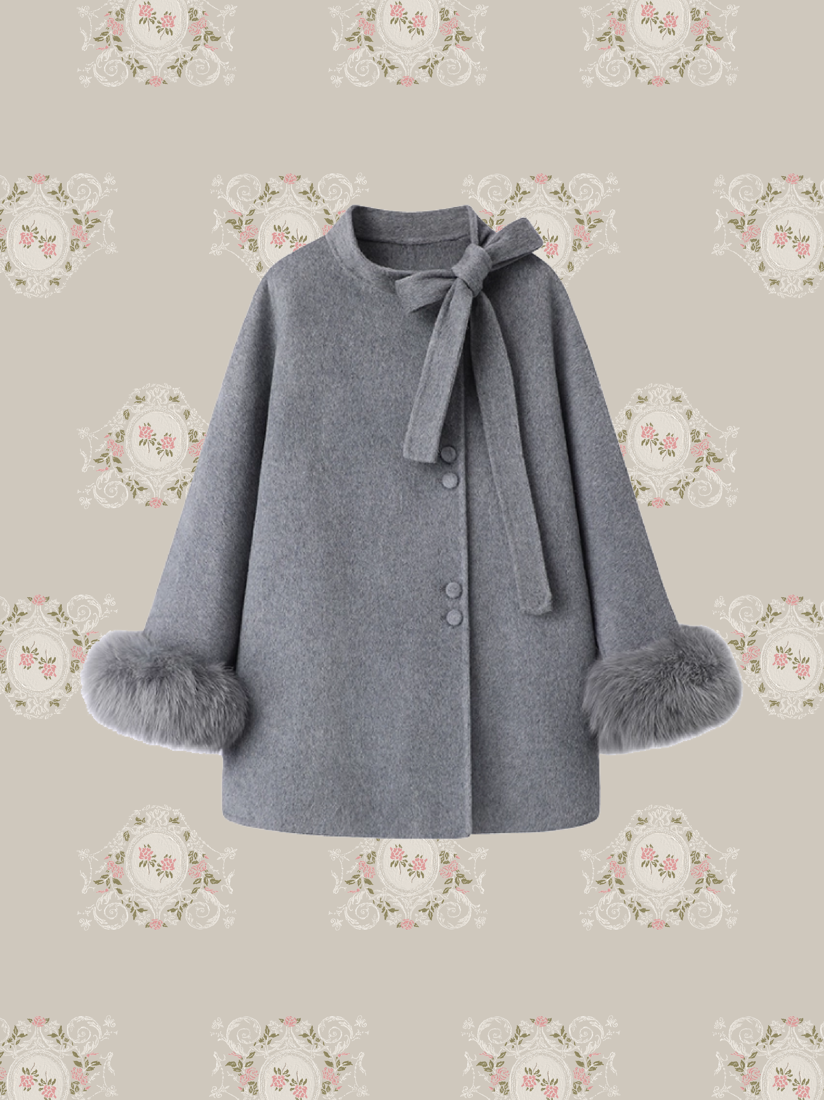 Princess Fur Ribbon Wool Coat/プリンセスファーリボンウールコート