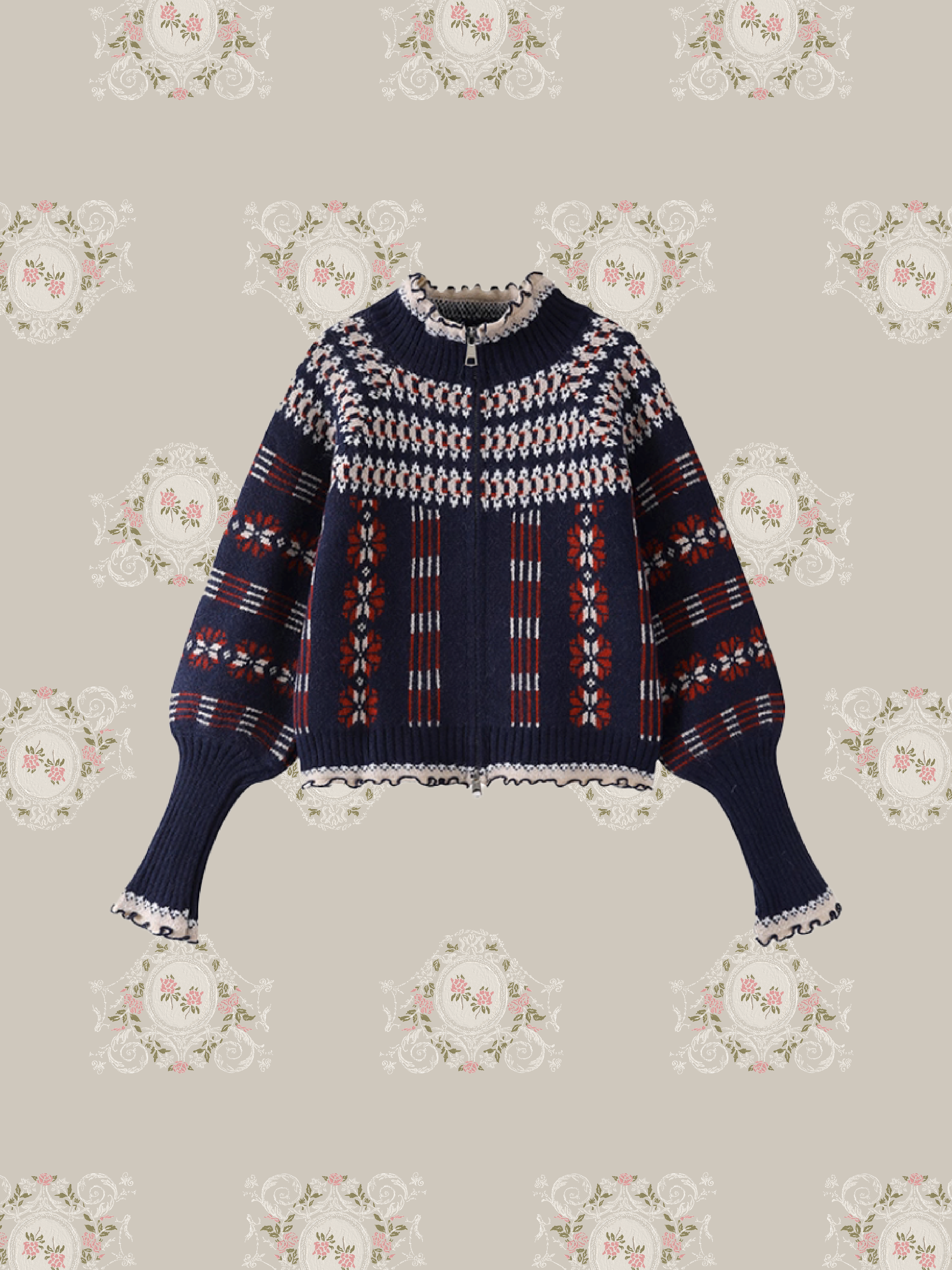 Jacquard Cardigan With Head Piece/ヘッドドレス付きジャカードカーディガン