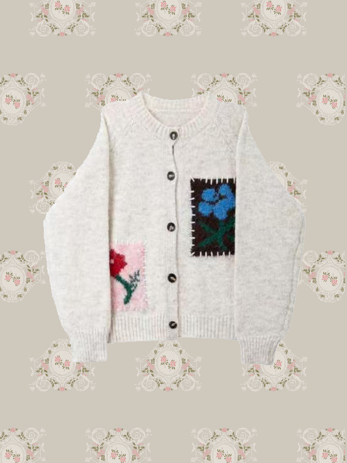 Garden Floral Jacquard Fuzzy Cardigan/ガーデンフローラルジャカードファジーカーディガン