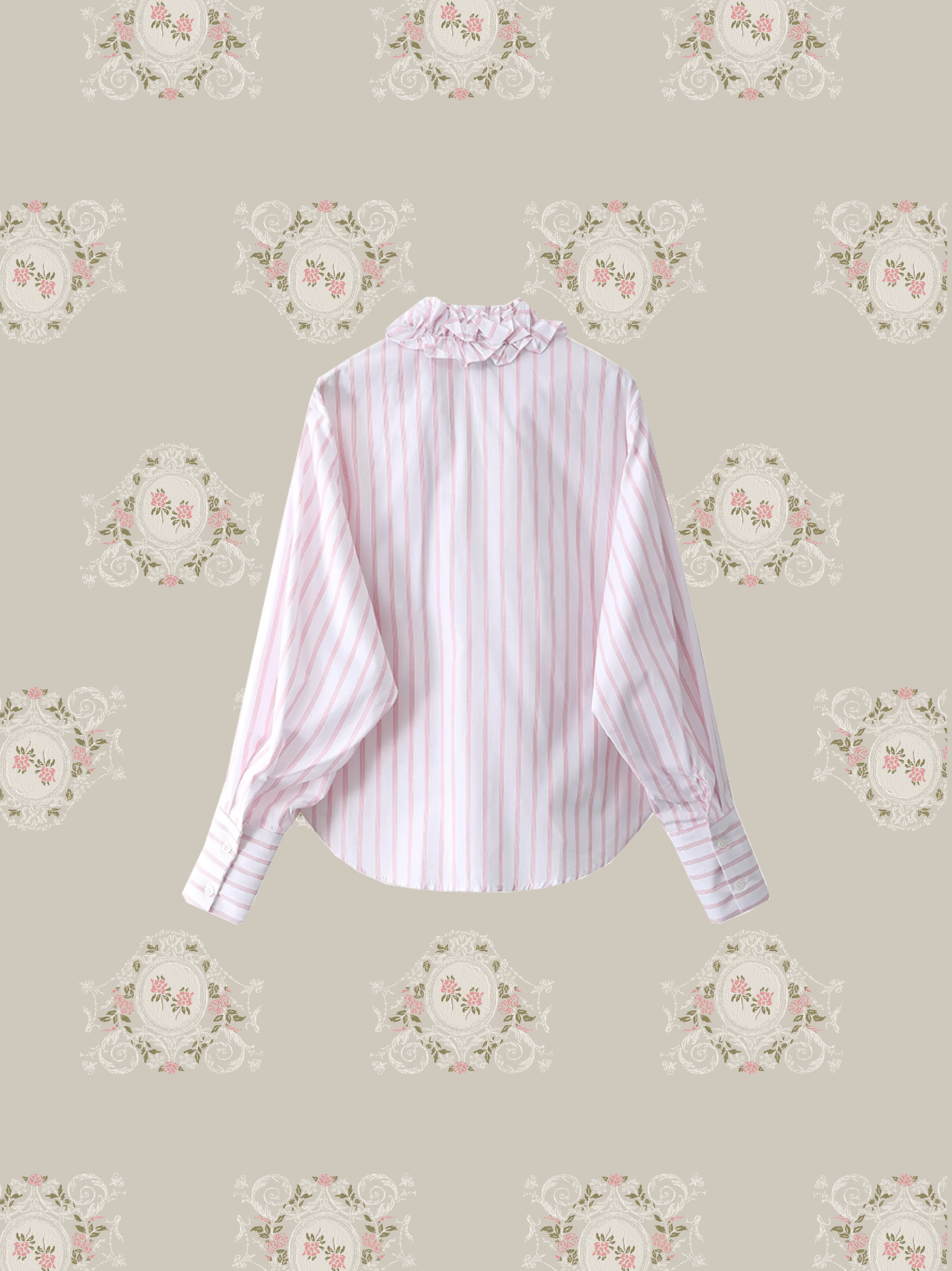Ruffle Deco French Pink Shirt/ラッフルデコフレンチピンクシャツ