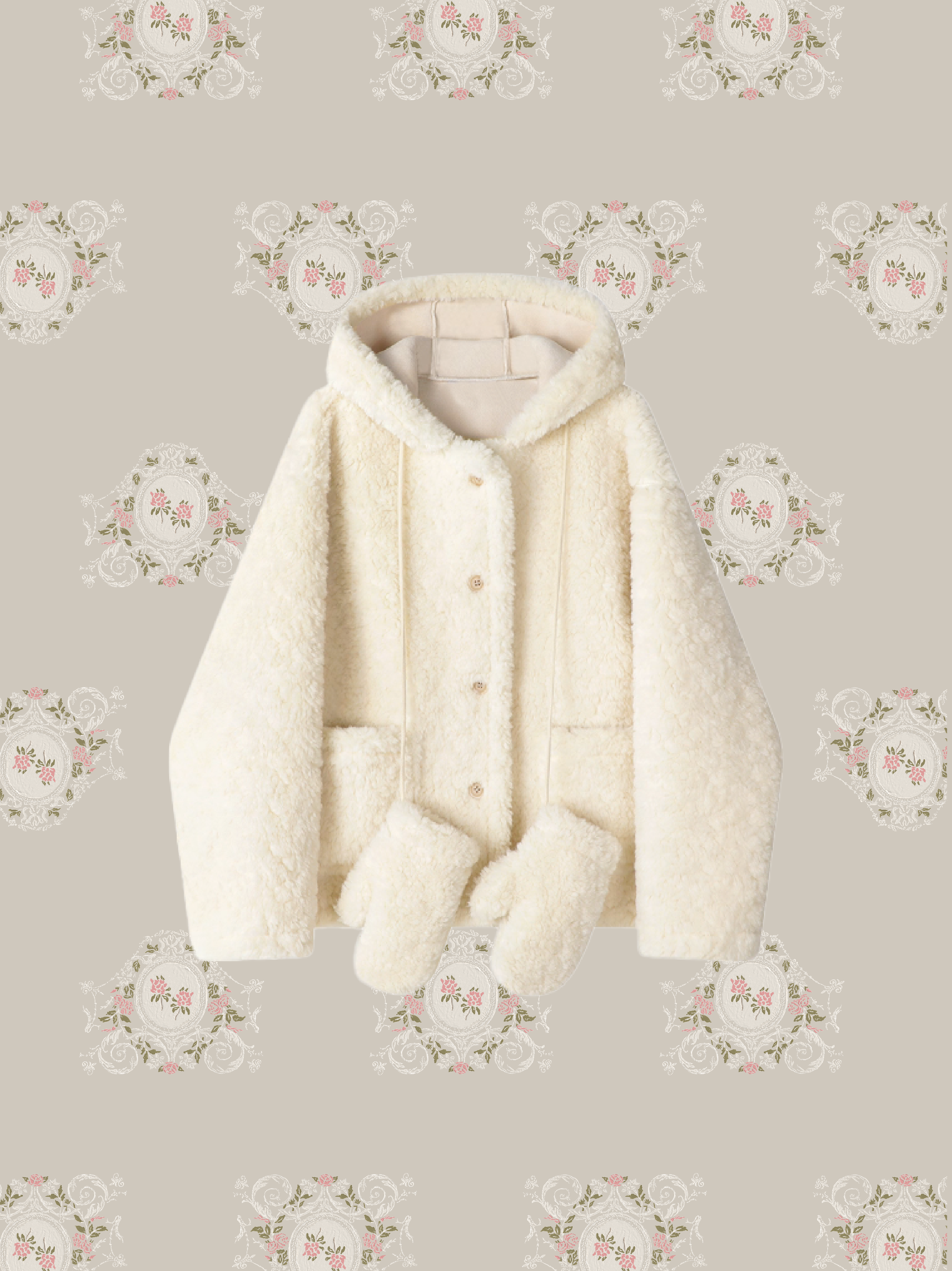 Fluffy Fur Coat With Gloves/ふわふわファーコート手袋