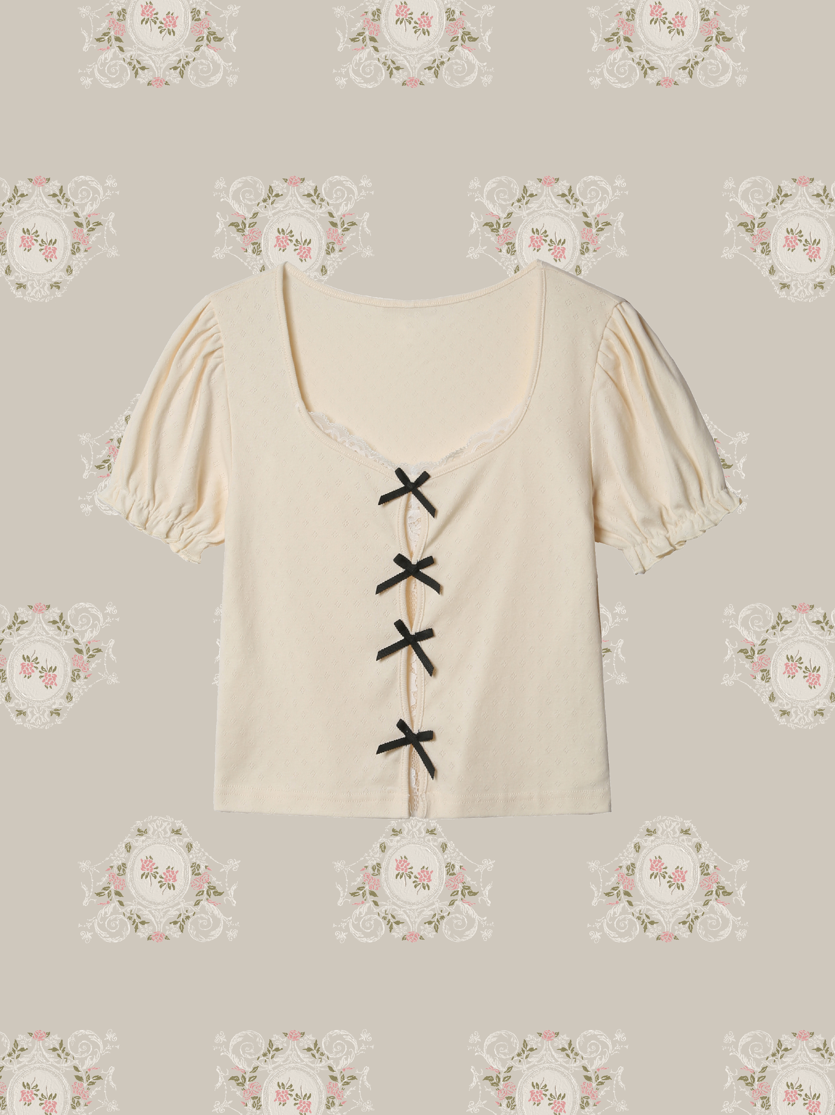 Lace Docking Puff Sleeve T/レースドッキングパフスリーブTシャツ