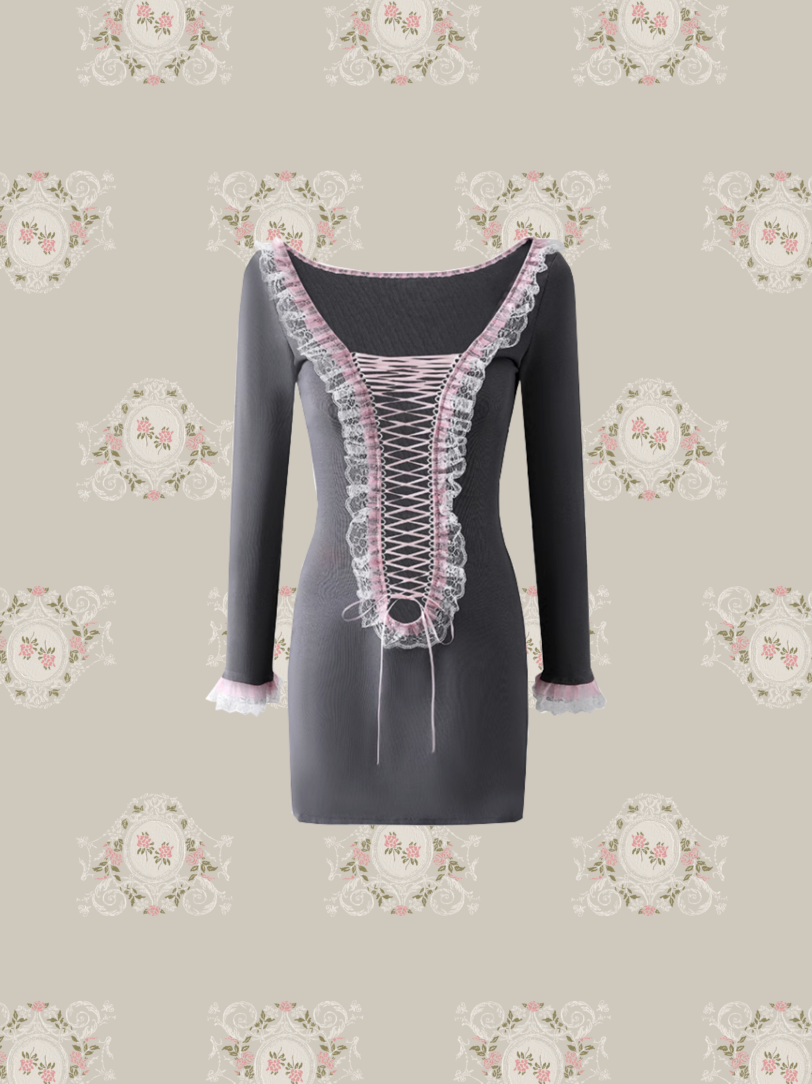 Hollow Lace Up 2 Way One Piece/ホローレースアップ2ウェイワンピース