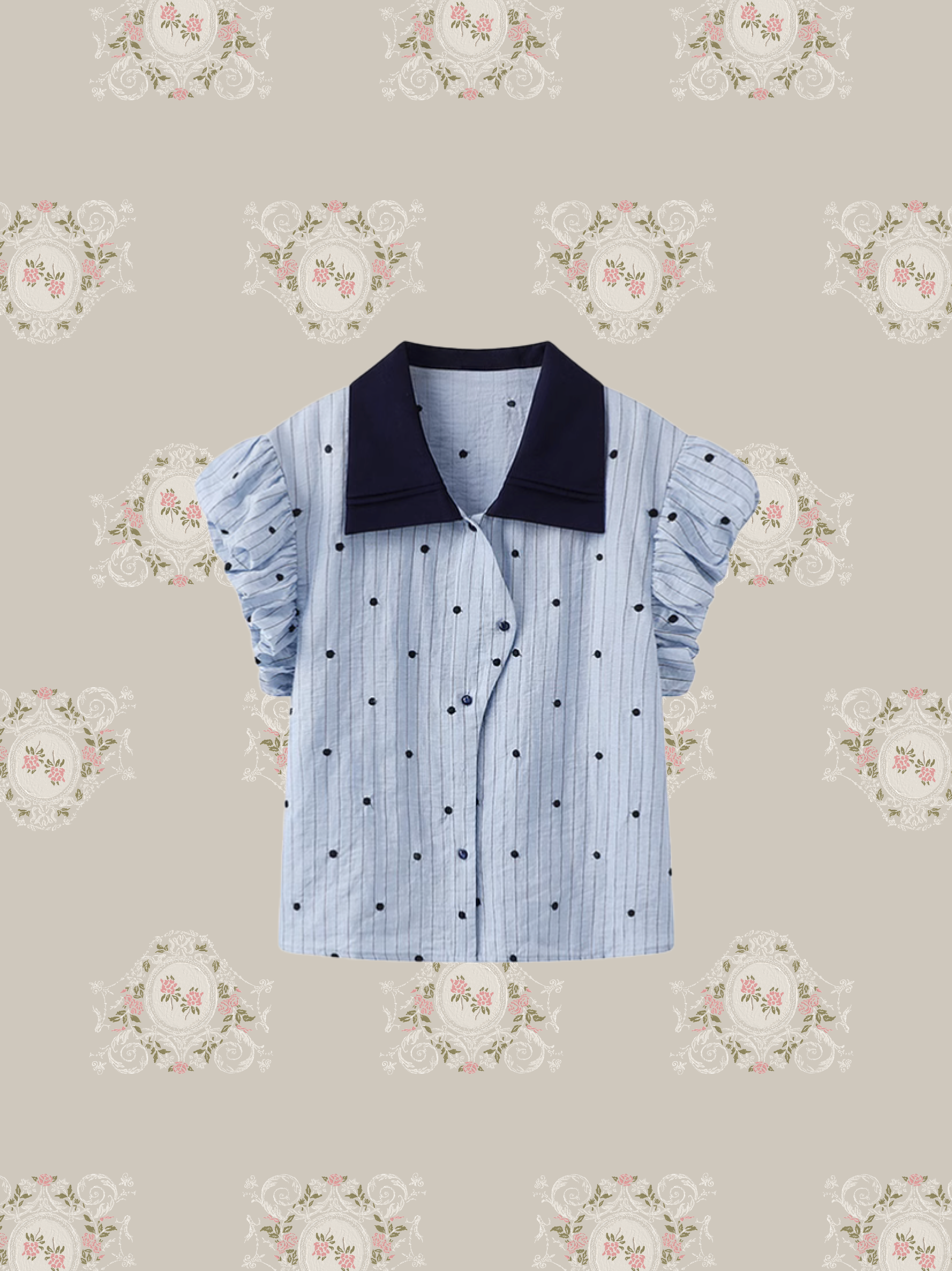 Asymmetry Dots Puff Shirt/アシンメトリードットパフシャツ