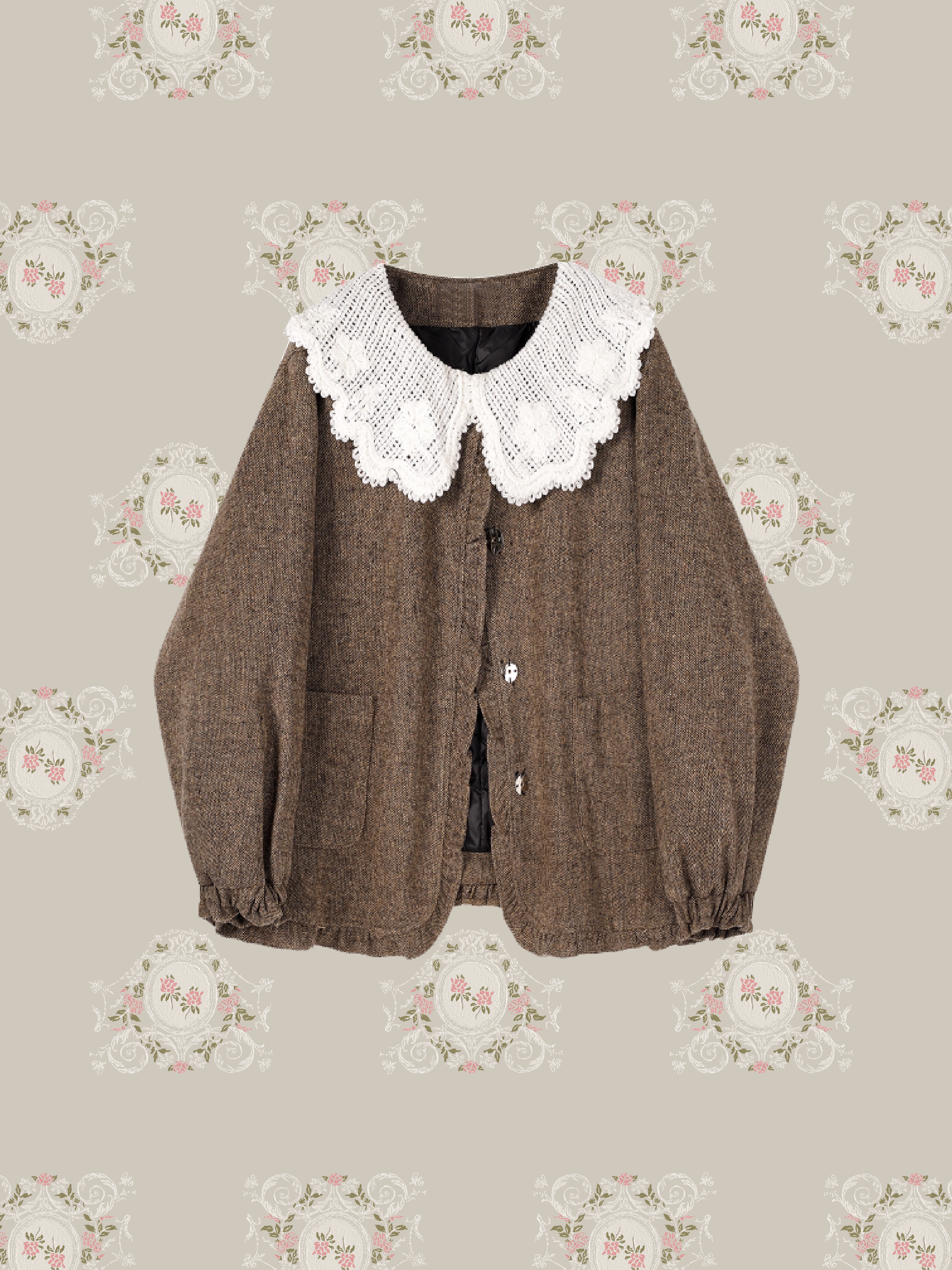 Lace Baby Collar Duck Down Jacket/レースベビーカラーダックダウンジャケット
