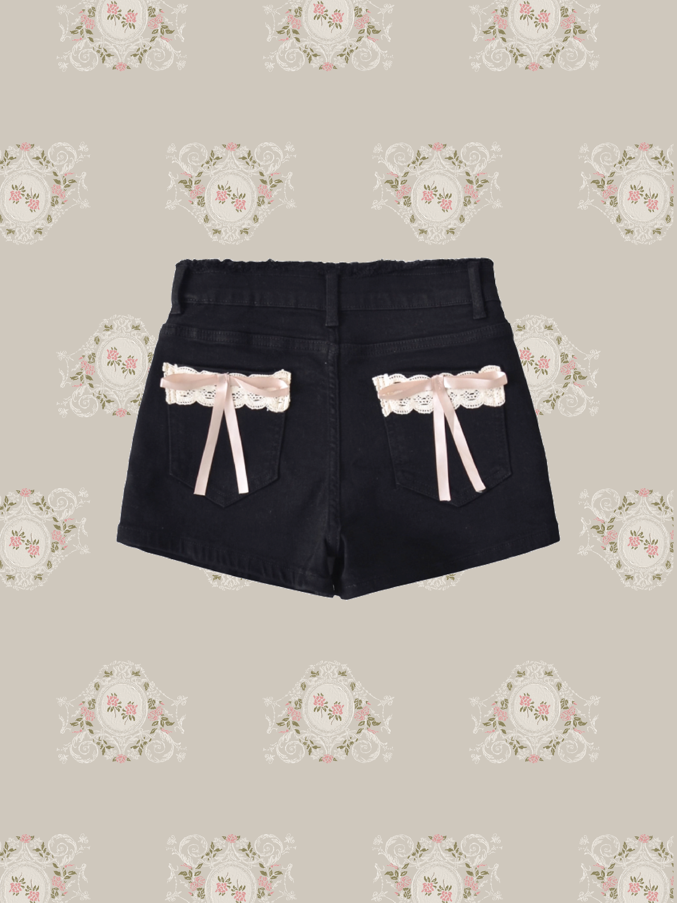 Cute Lace Deco Denim Pants/キュートレースデコデニムパンツ