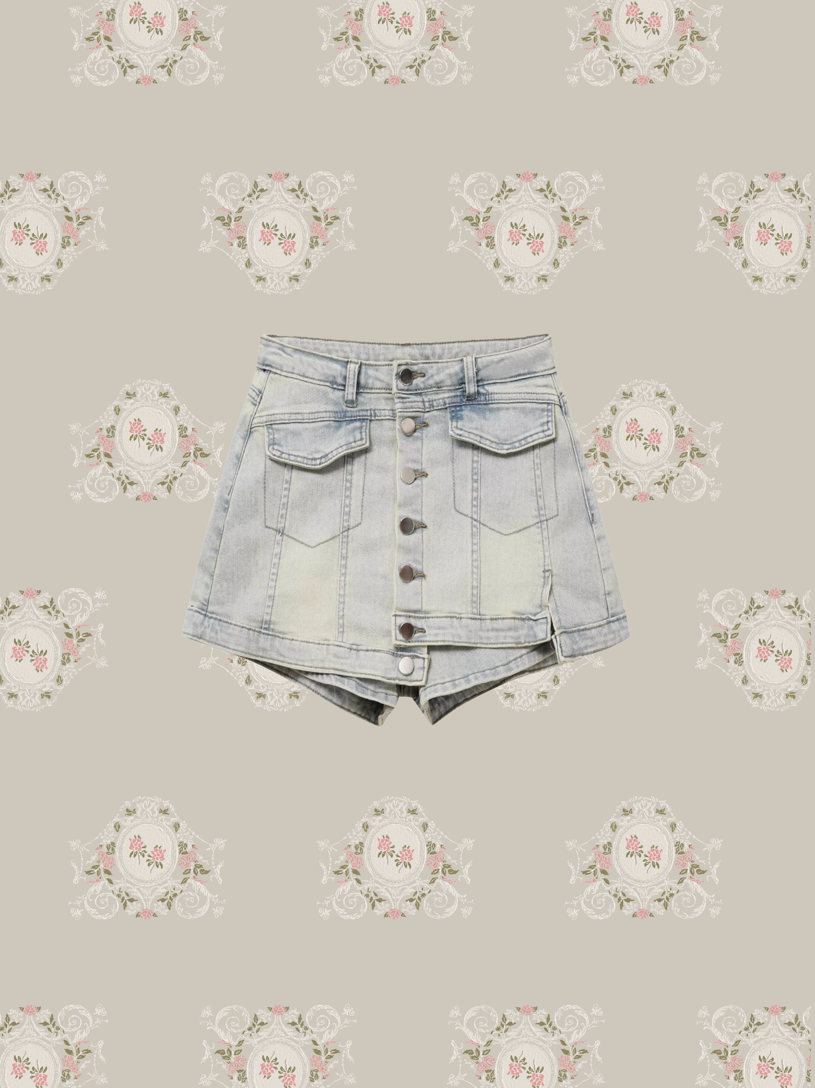 Asymmetry Washed Denim Pants/アシンメトリーウォッシュデニムパンツ