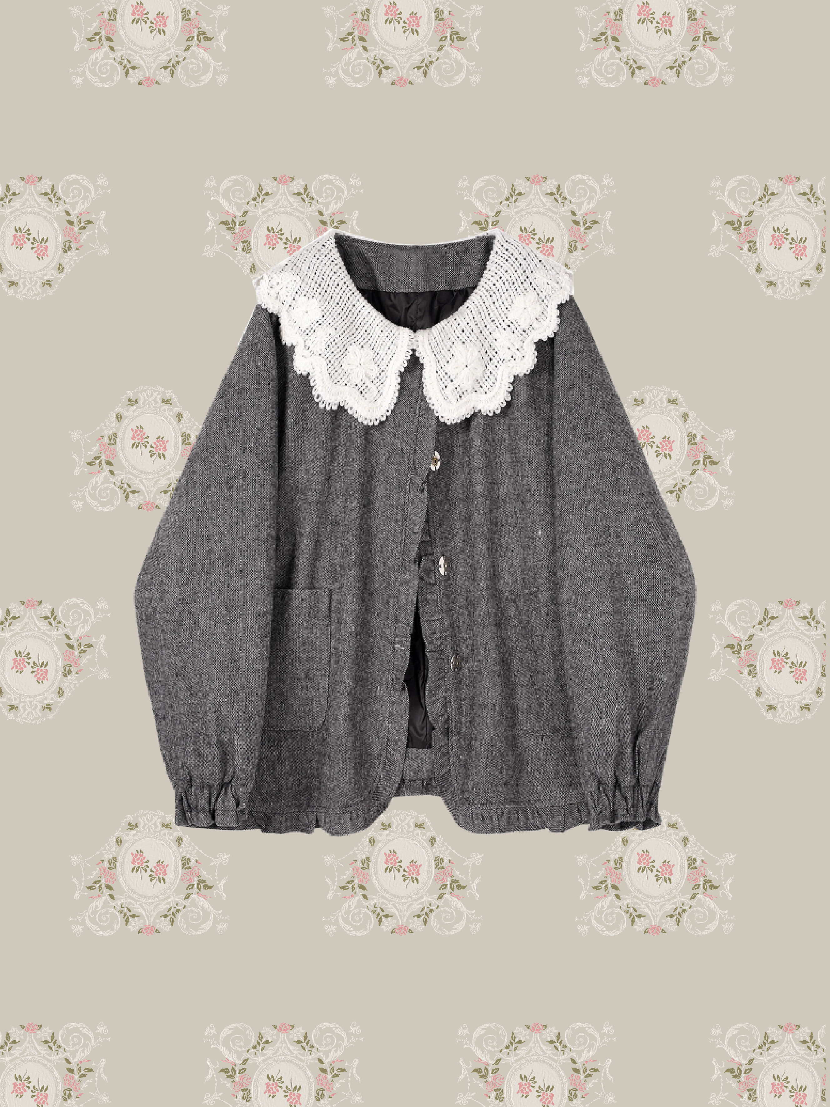Lace Baby Collar Duck Down Jacket/レースベビーカラーダックダウンジャケット
