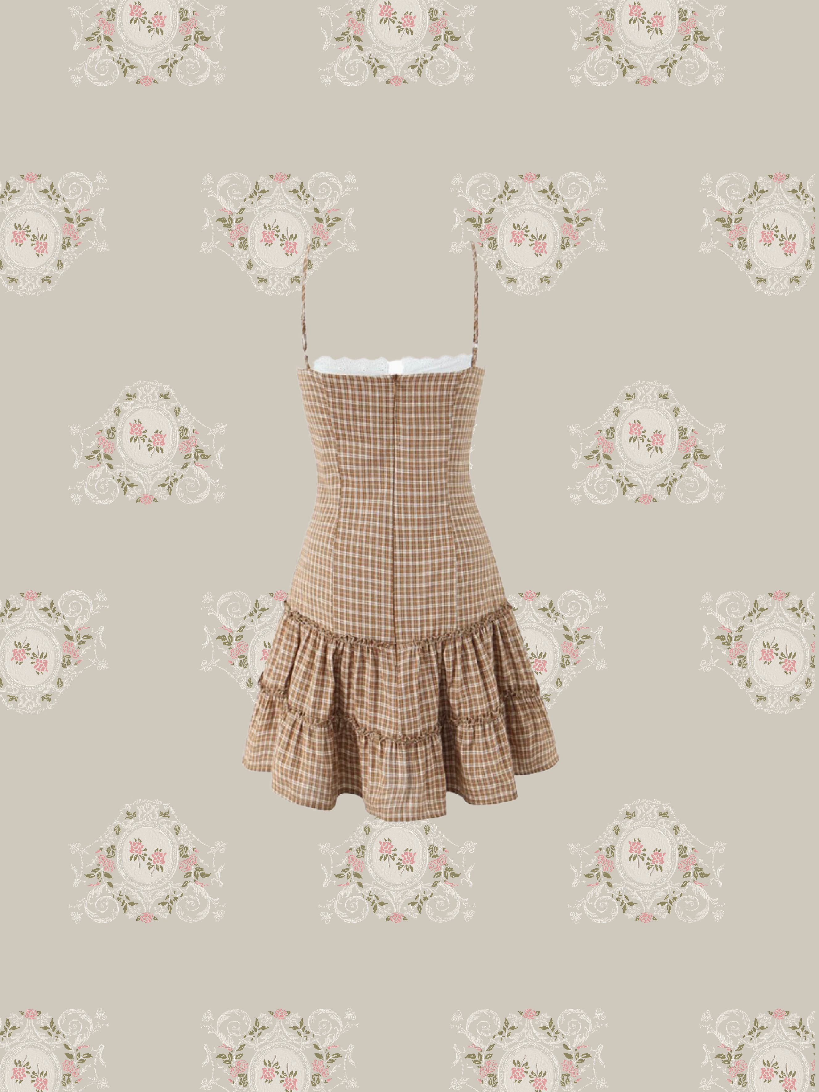 Plaid Lace Tiered Cami Dress/チェック柄レースティアードキャミワンピース