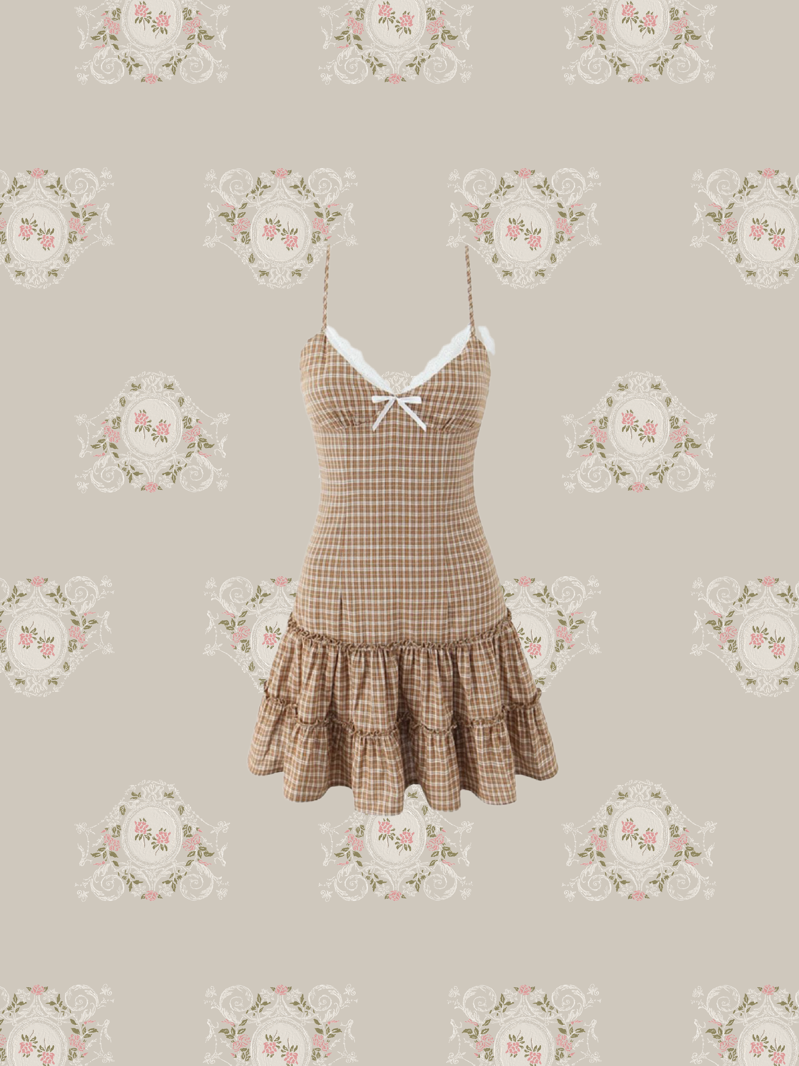 Plaid Lace Tiered Cami Dress/チェック柄レースティアードキャミワンピース