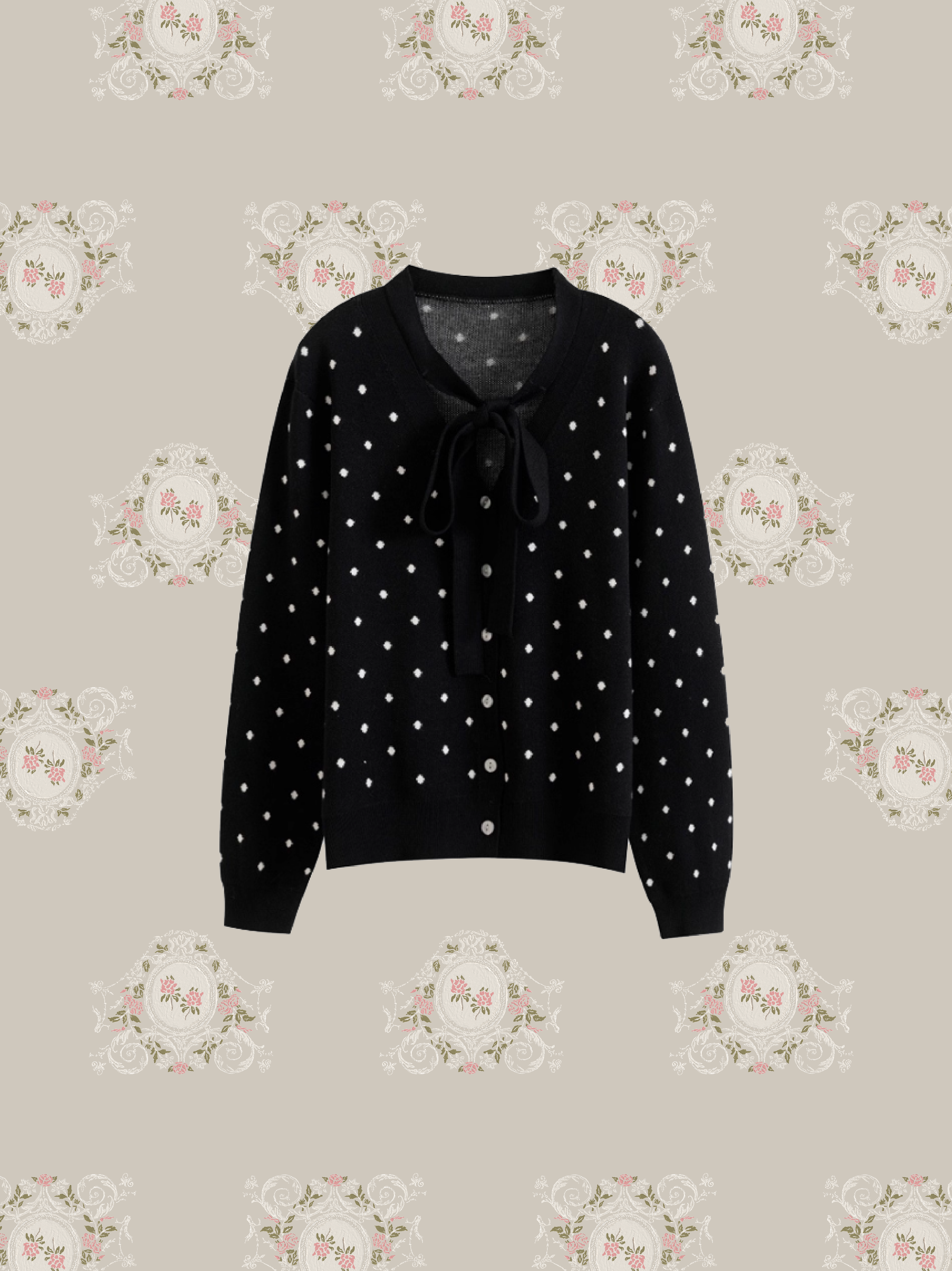Sweet Dots Ribbon Cardigan/スウィートドットリボンカーディガン