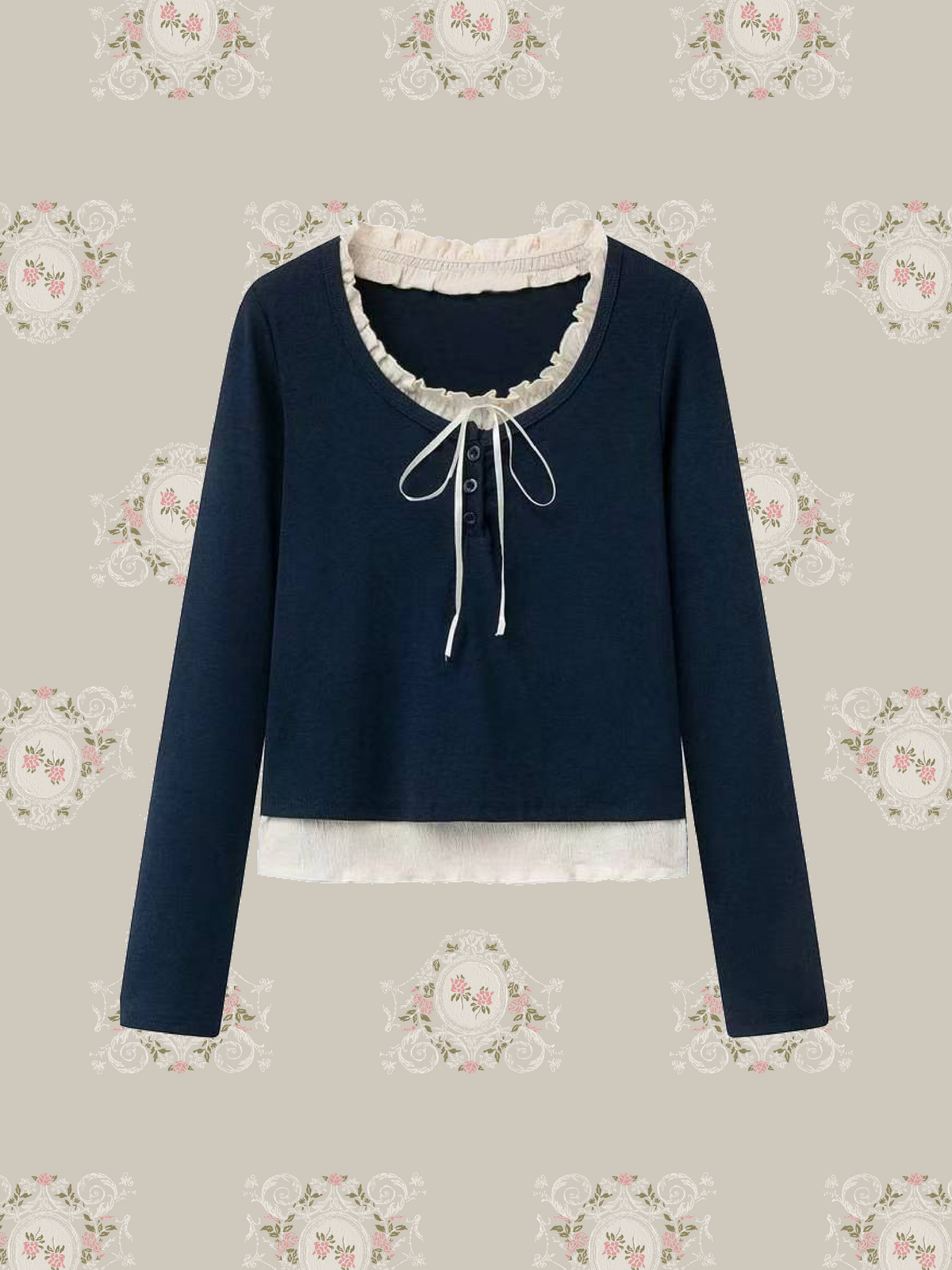 Ruffle Trim Tie Top/ラッフルトリムタイトップ