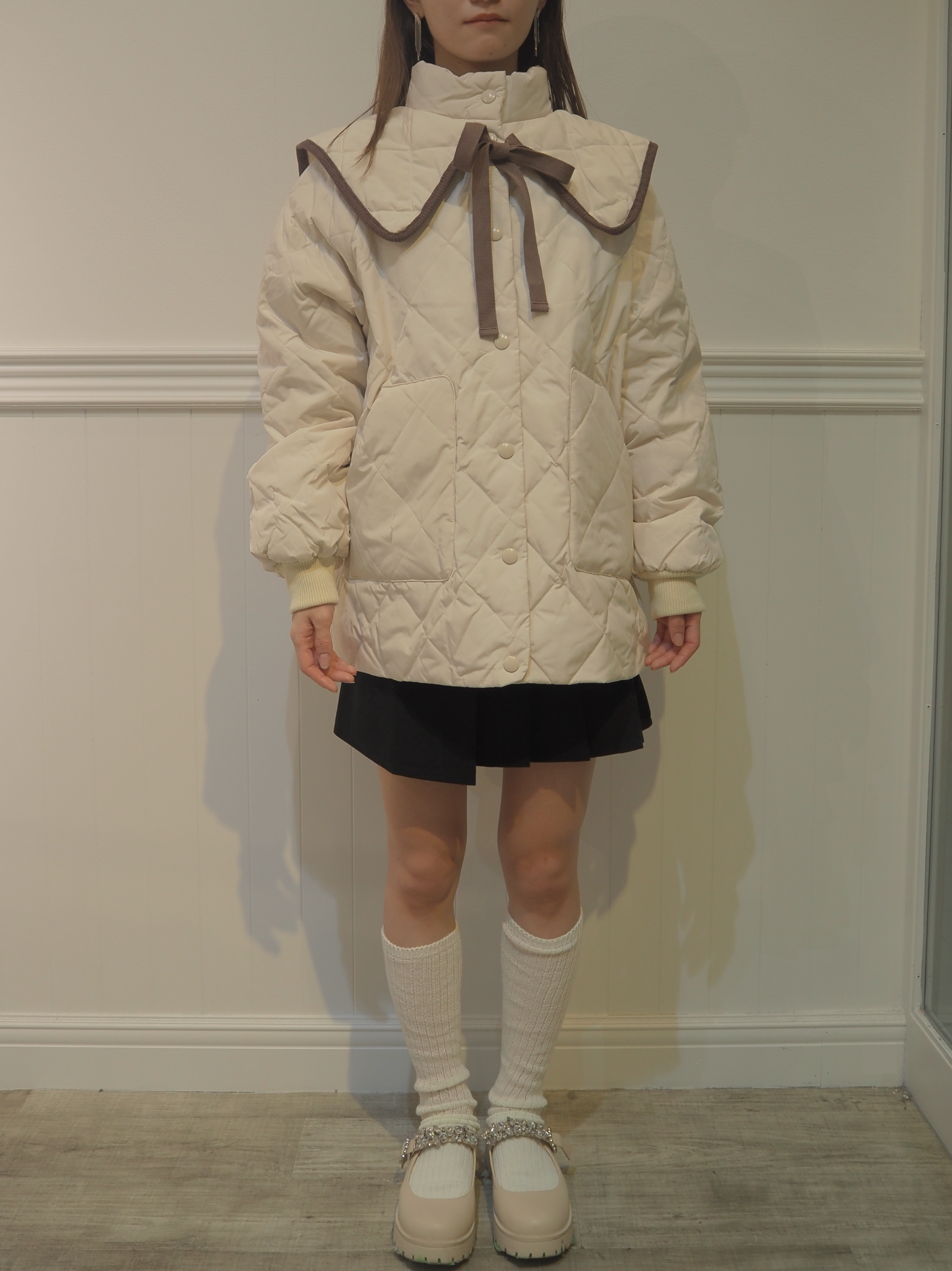Quilted Lace Ribbon Duck Down Jacket キルティングレースリボンダックダウンジャケット
