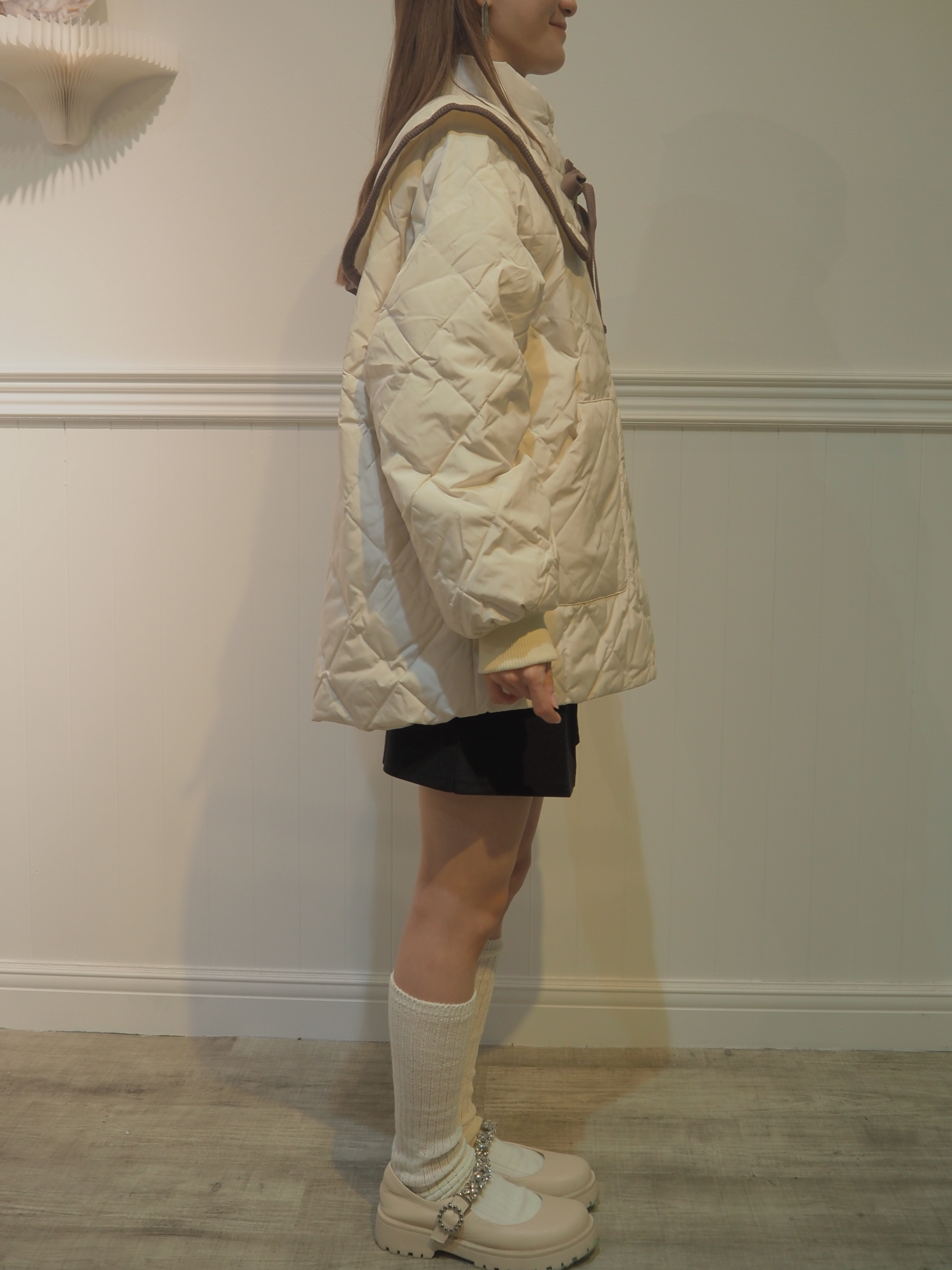 Quilted Lace Ribbon Duck Down Jacket キルティングレースリボンダックダウンジャケット