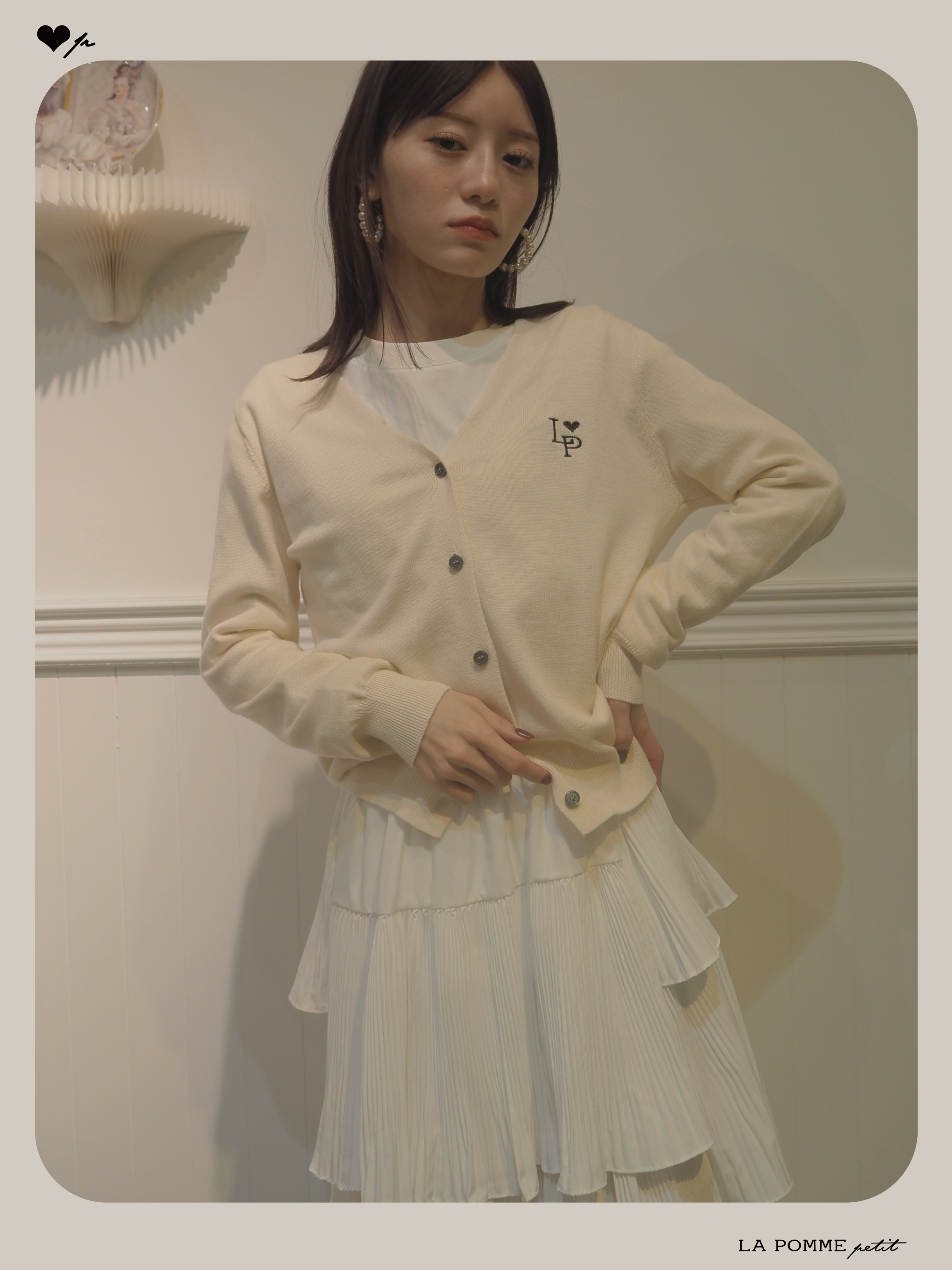 予約商品・LA POMME petit Icon Cardigan Ivory