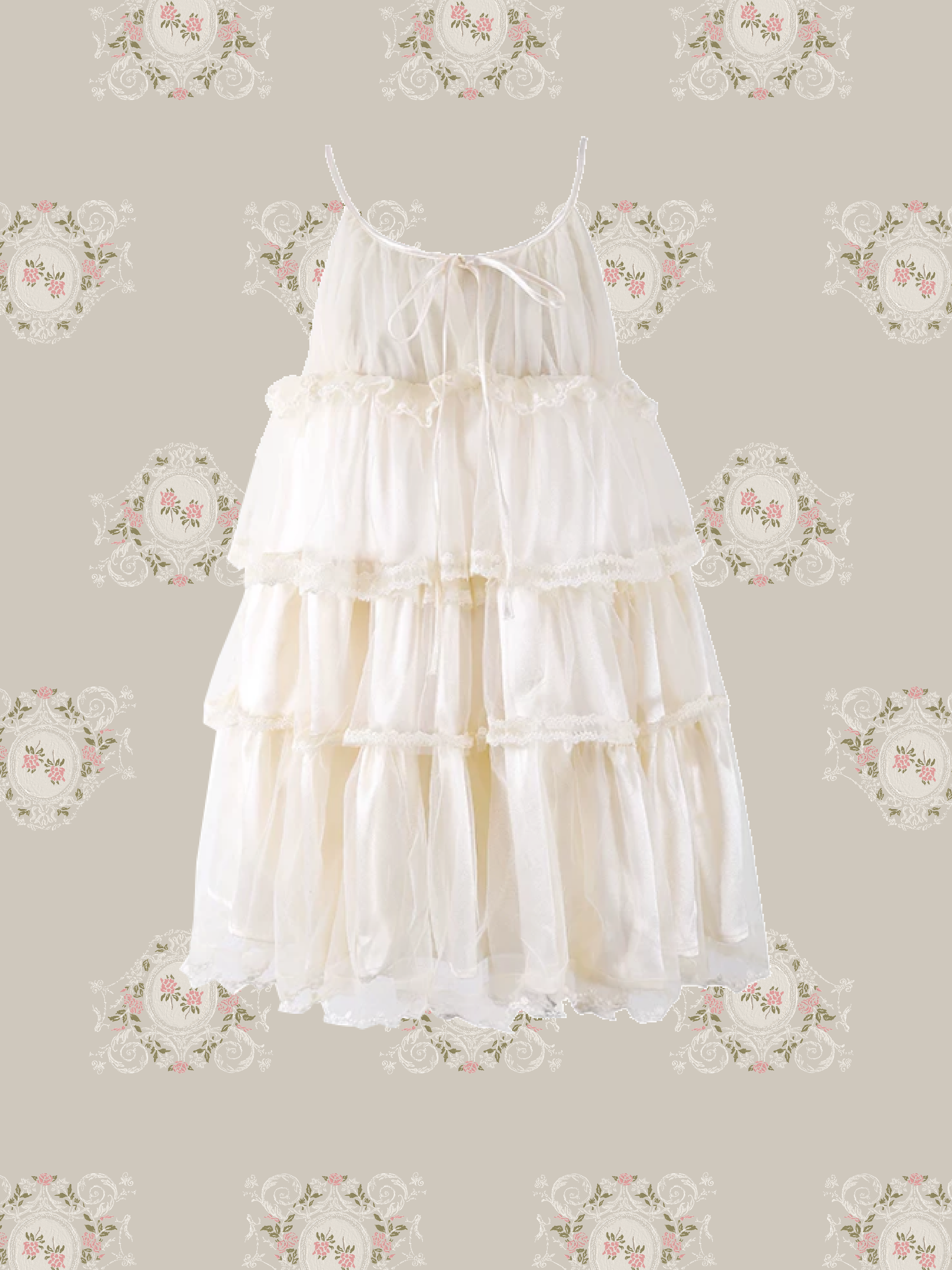 Elegant Tiered Lace Slip Dress/エレガントティアードレーススリップドレス