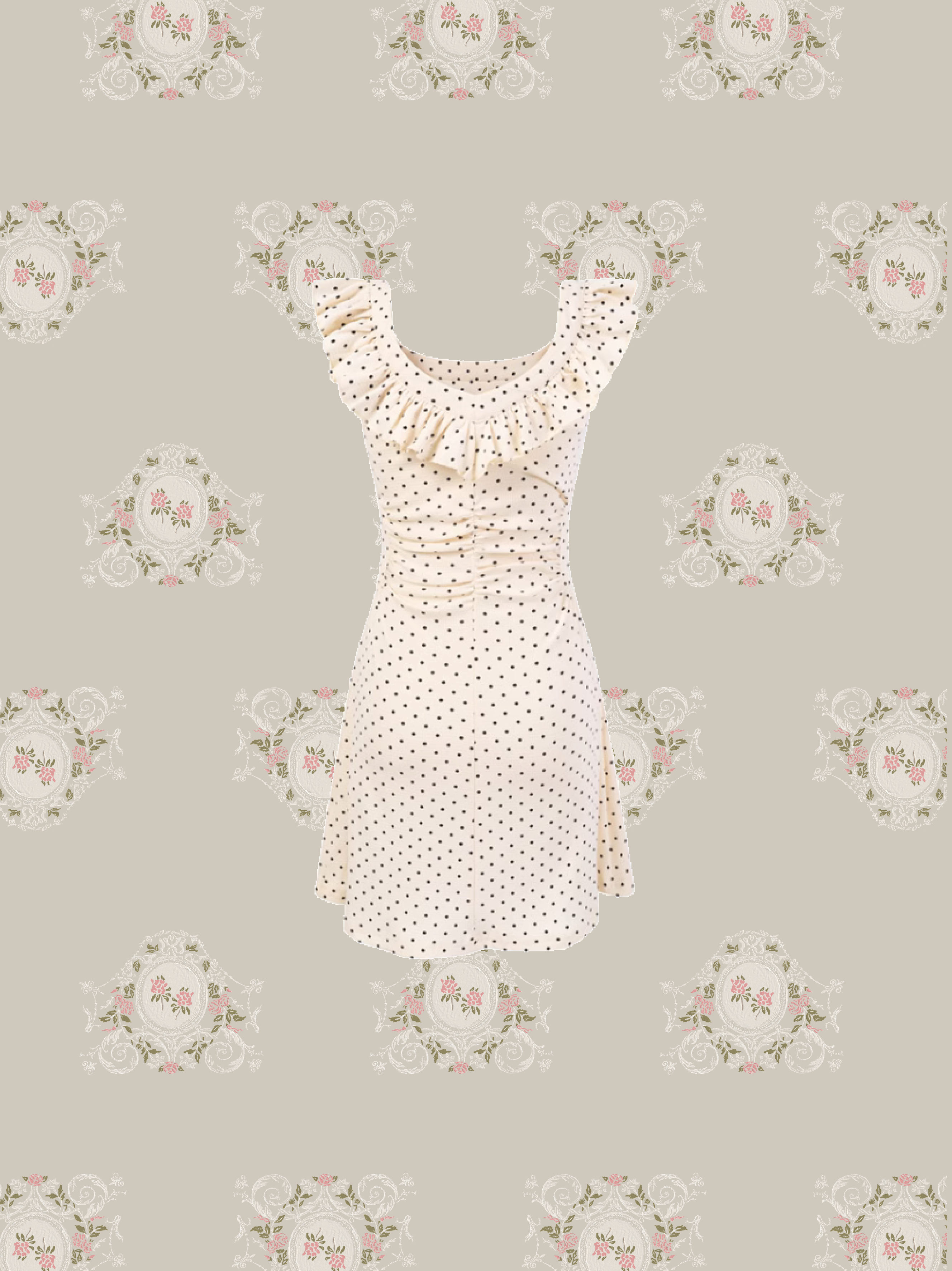 Dots Square Collar One Piece/ドットスクエア衿ワンピース