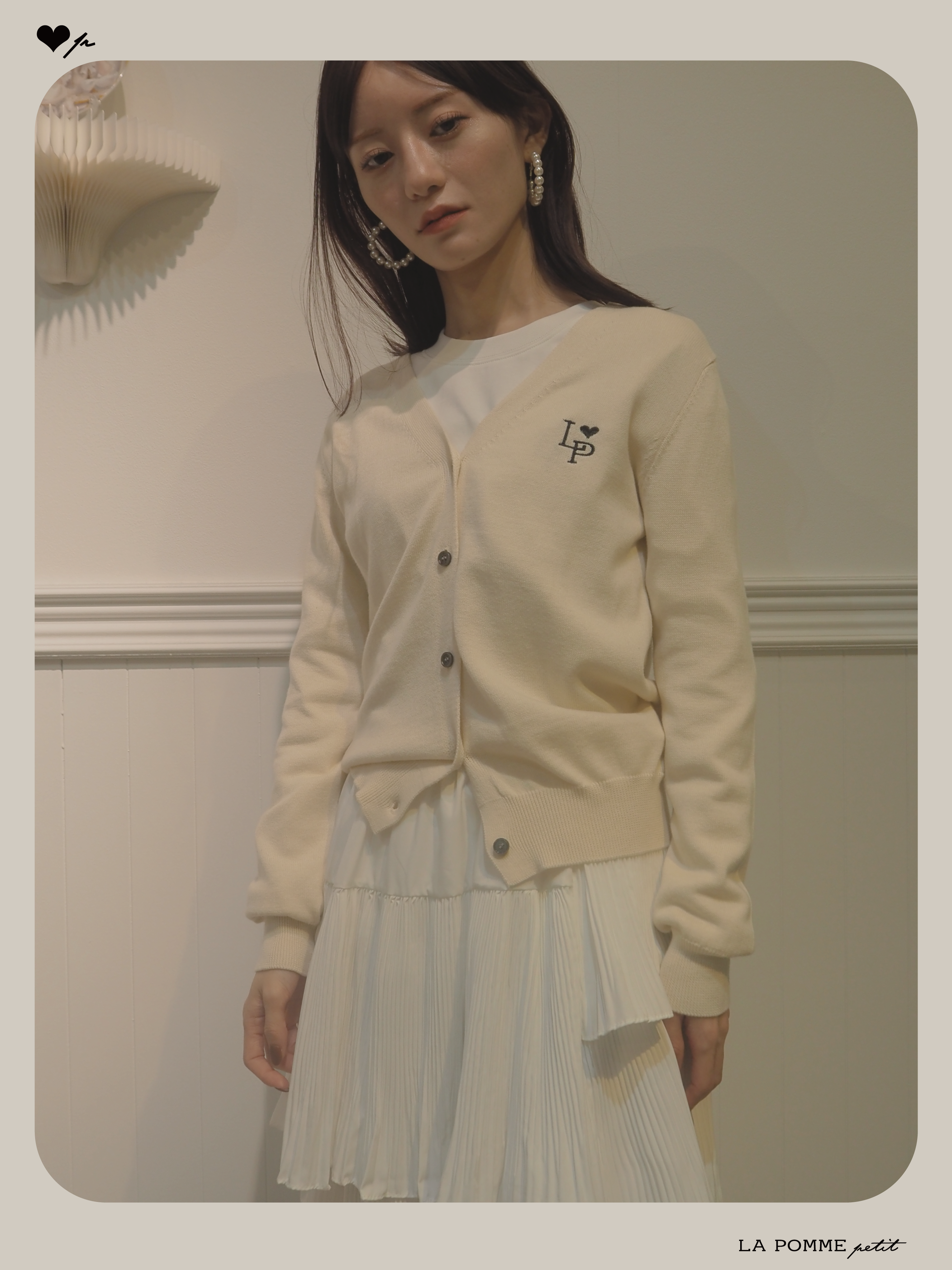 予約商品・LA POMME petit Icon Cardigan Ivory