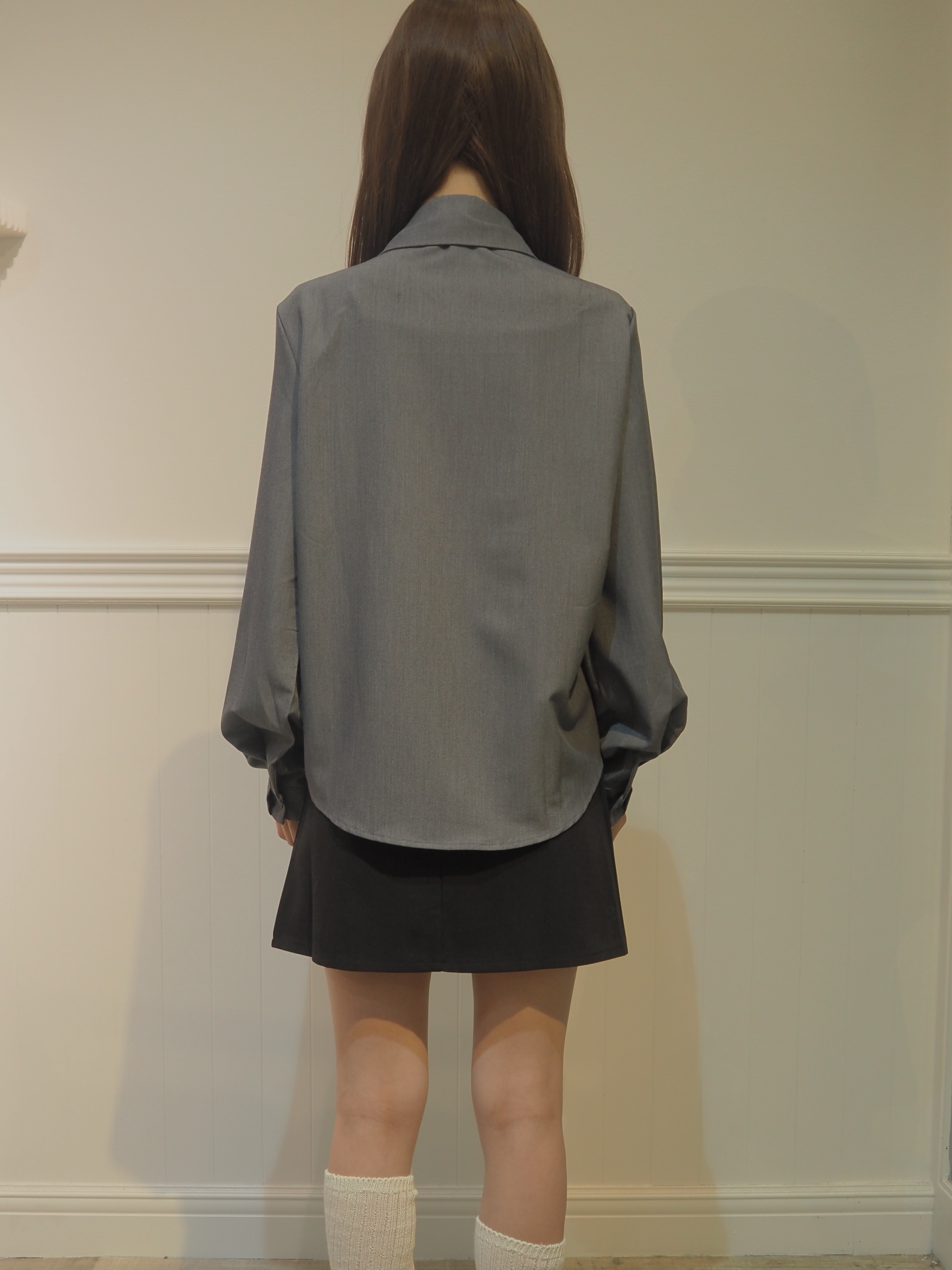 Silver Flower Leather Tie Shirt. シルバー フラワー レザー タイ シャツ