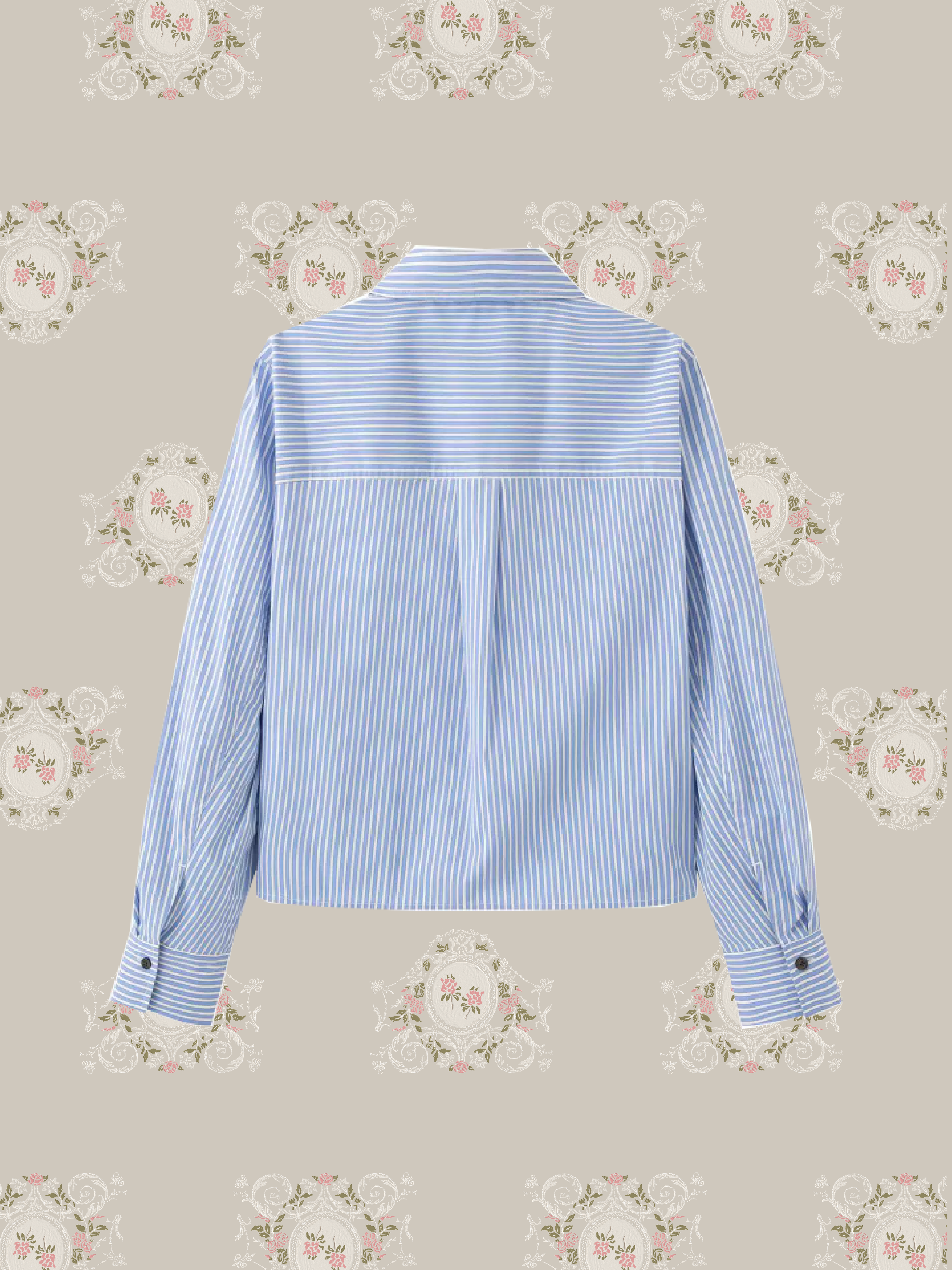Cropped Zip Stripe Shirt/クロップド丈ジップストライプシャツ