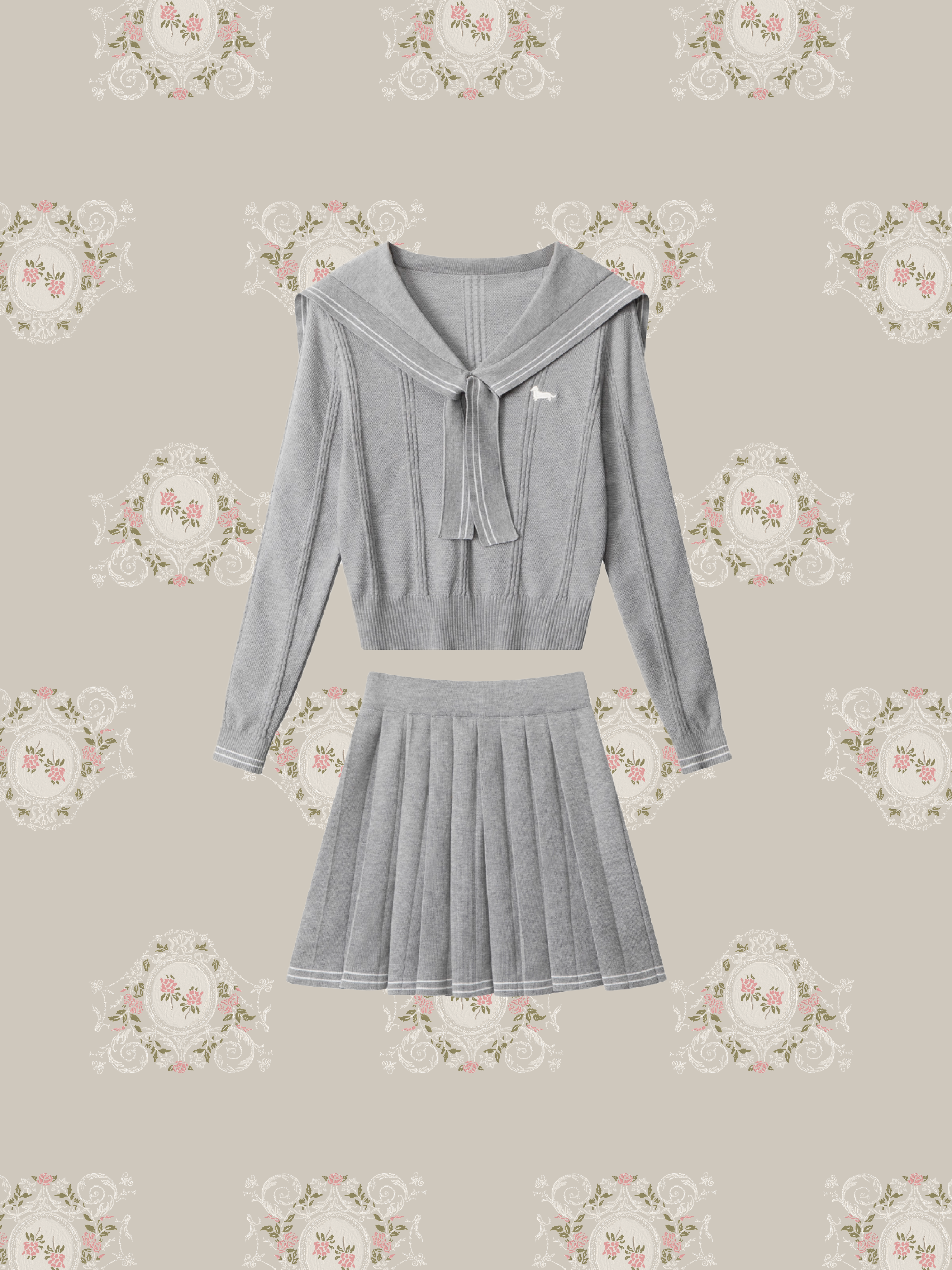 Sailor Collar Knit Skirt Set Up/セーラーカラーニットスカートセットアップ