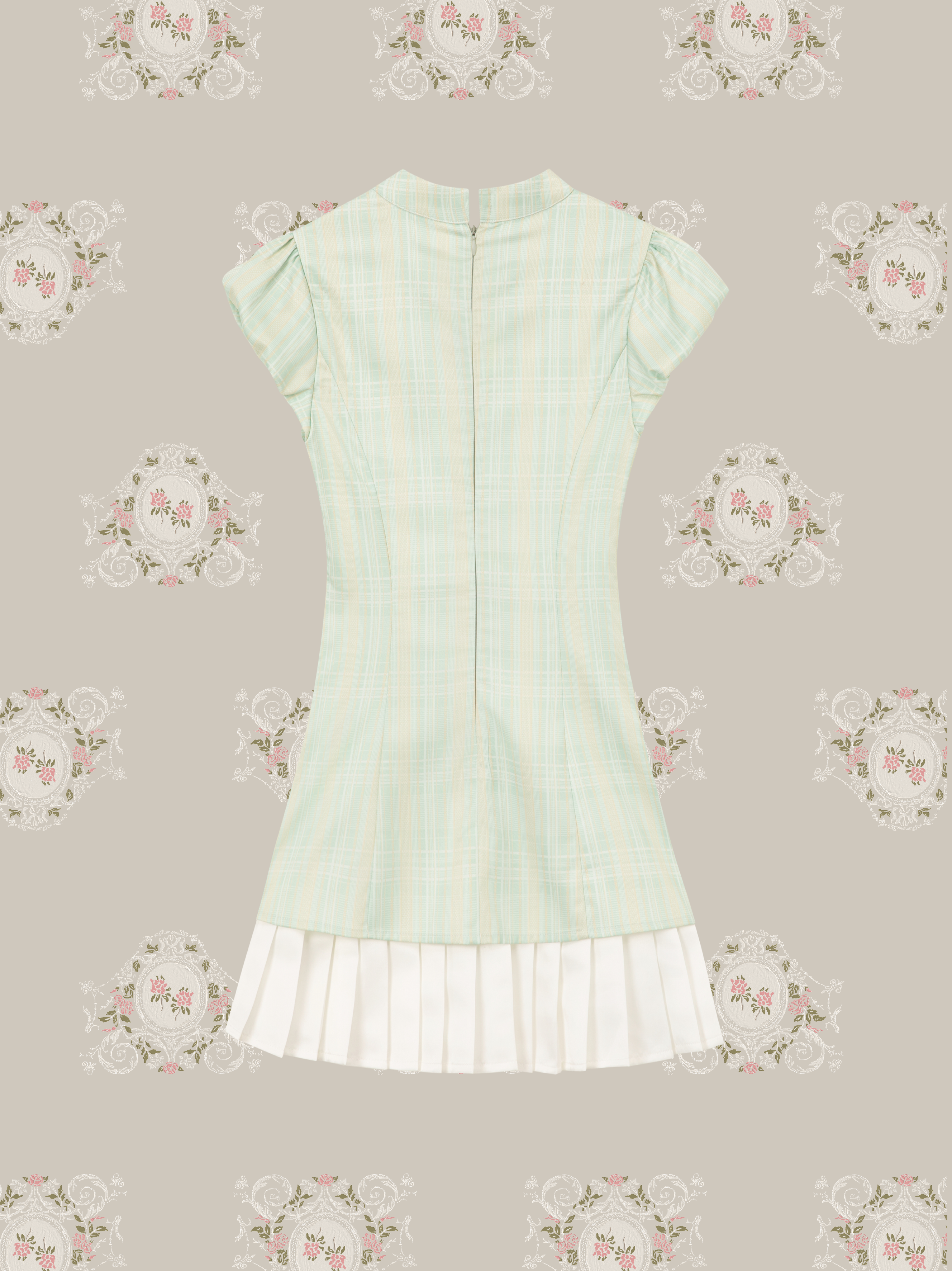 ・予約商品・Fresh Color Gold Button Pleats China Dress/フレッシュカラーゴールドボタンプリーツチャイナドレス