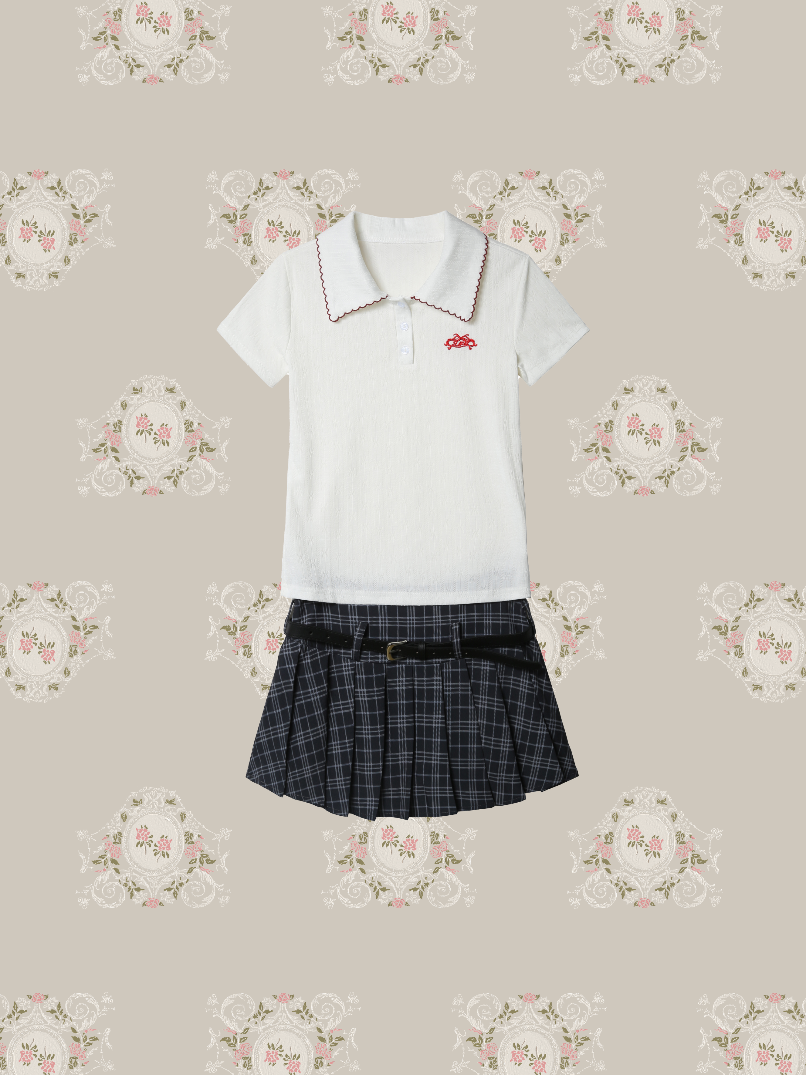 Preppy Check Pleats Skirt Set Up/プレッピーチェックプリーツスカートセットアップ