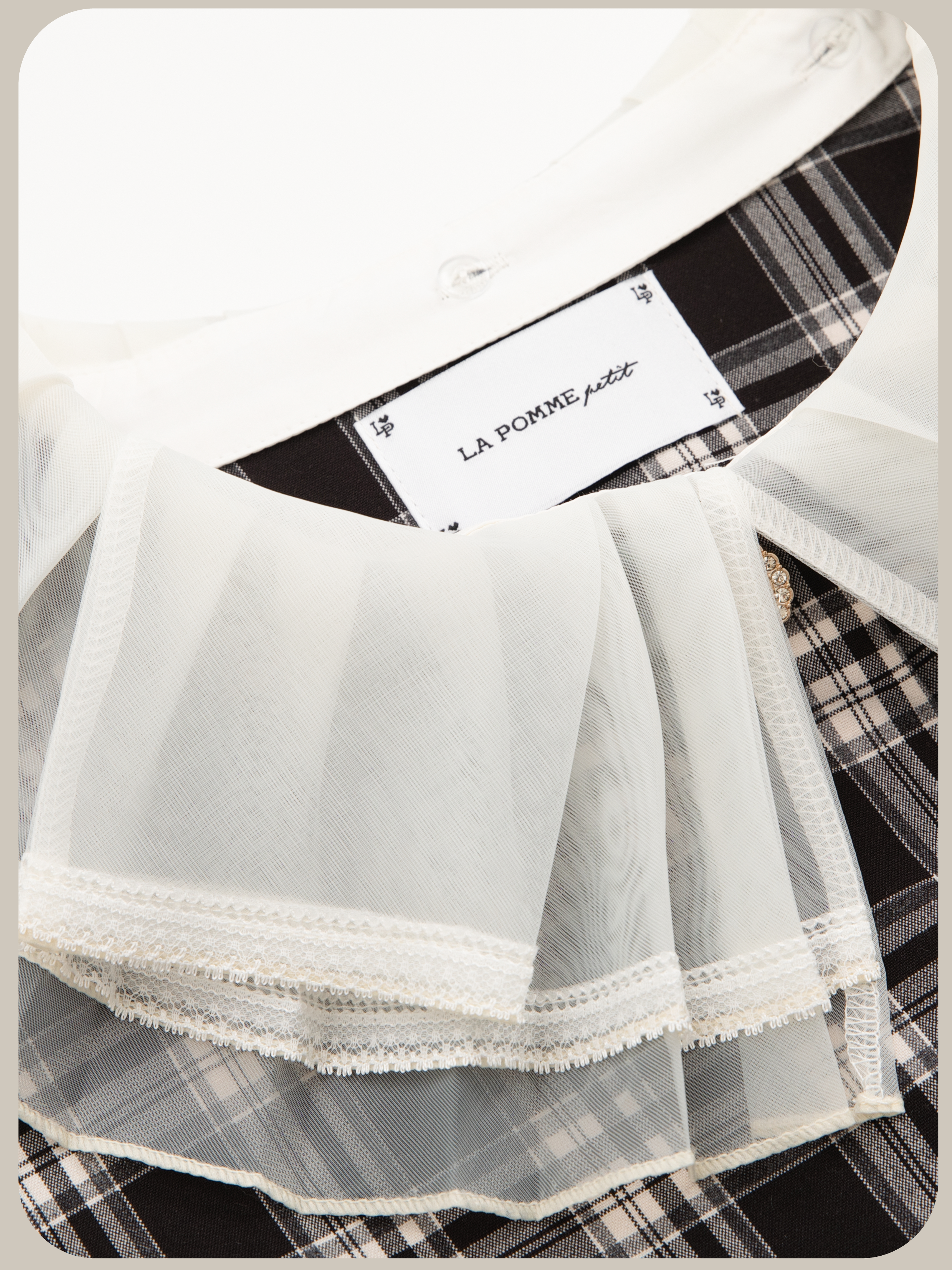 ・予約商品・Lace Collar Plaid Jacket Set Up/レース襟チェック柄ジャケットセットアップ