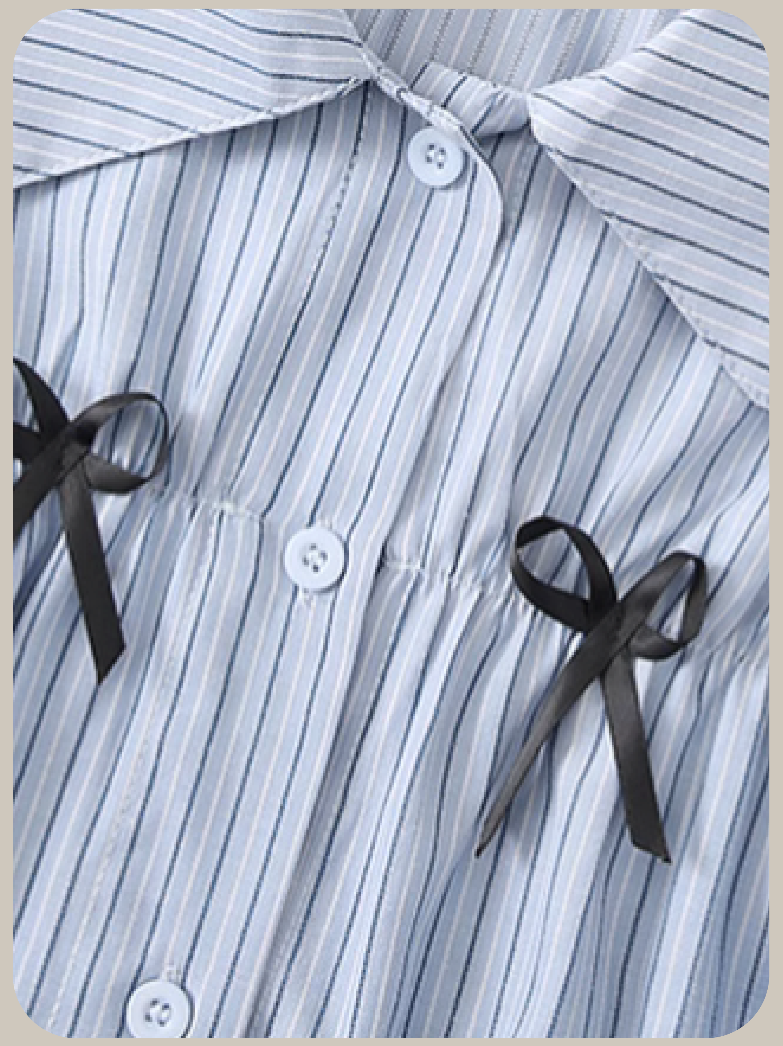 Hollow Out Ribbon Stripe Shirt/リボンストライプシャツ