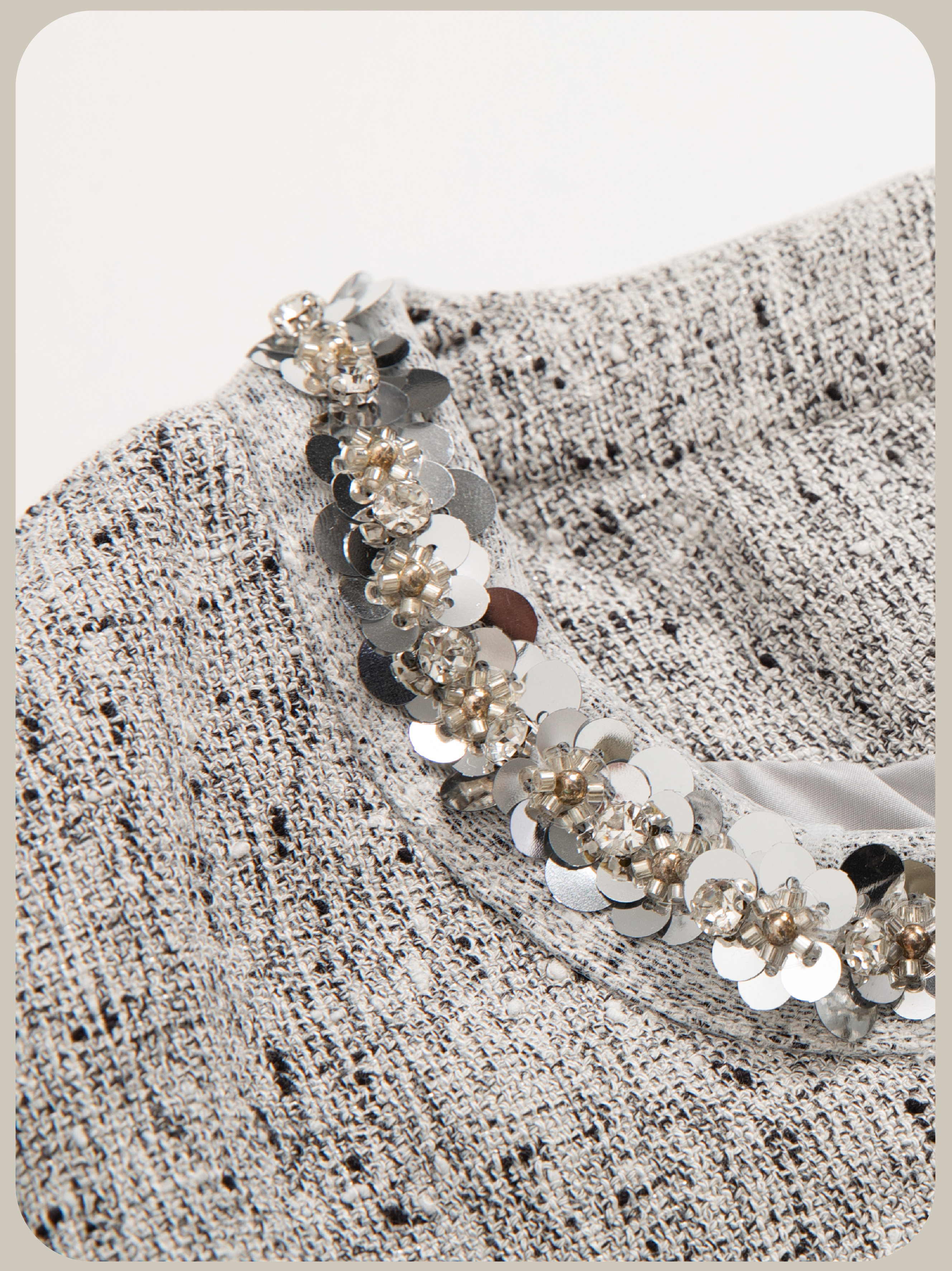 Elegant Tweed Sequin Collar Set Up/エレガントツイードスパンコールカラーセット