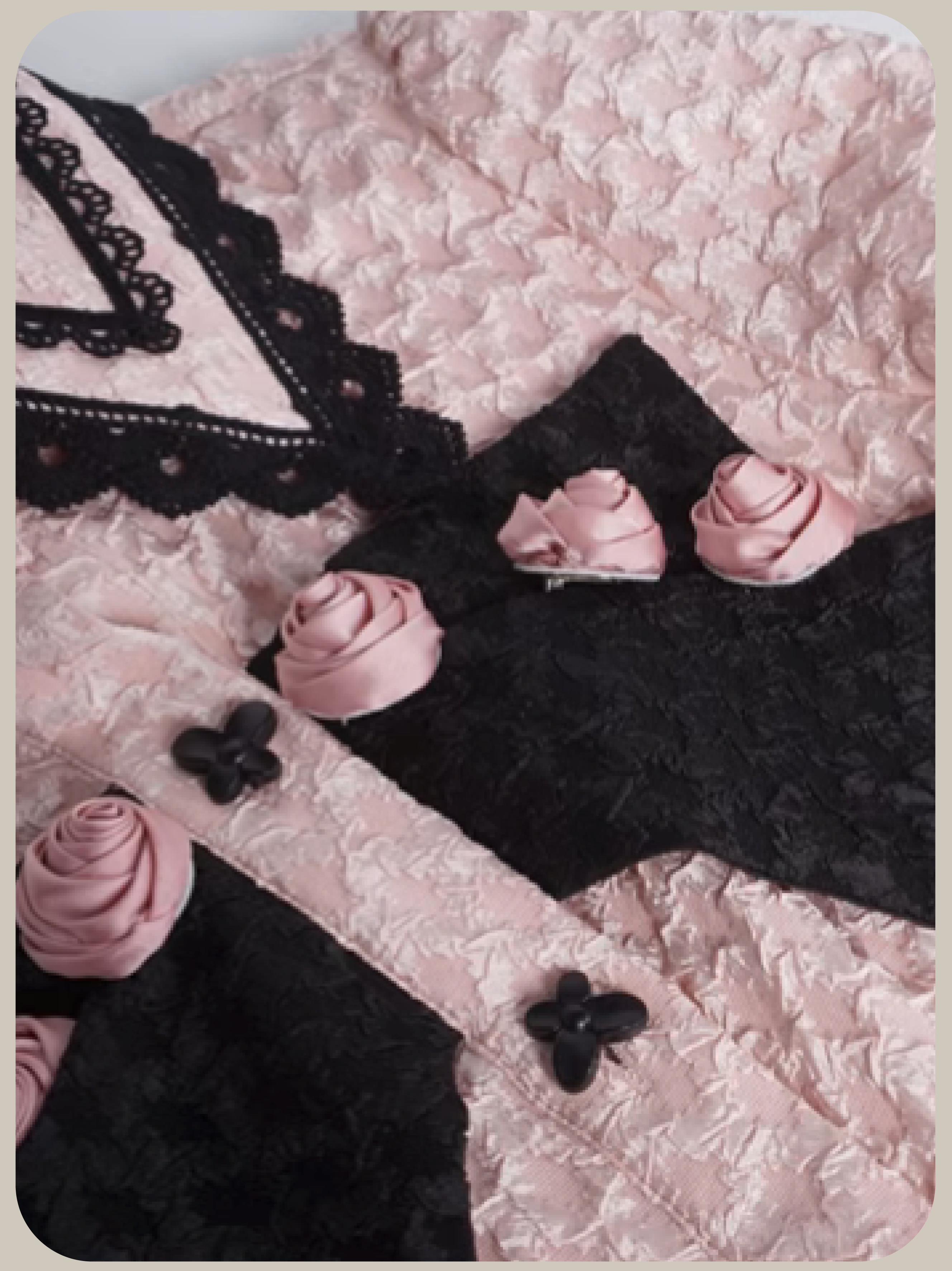 French Flower Applique Pink Shirt/フレンチフラワーアップリケピンクシャツ