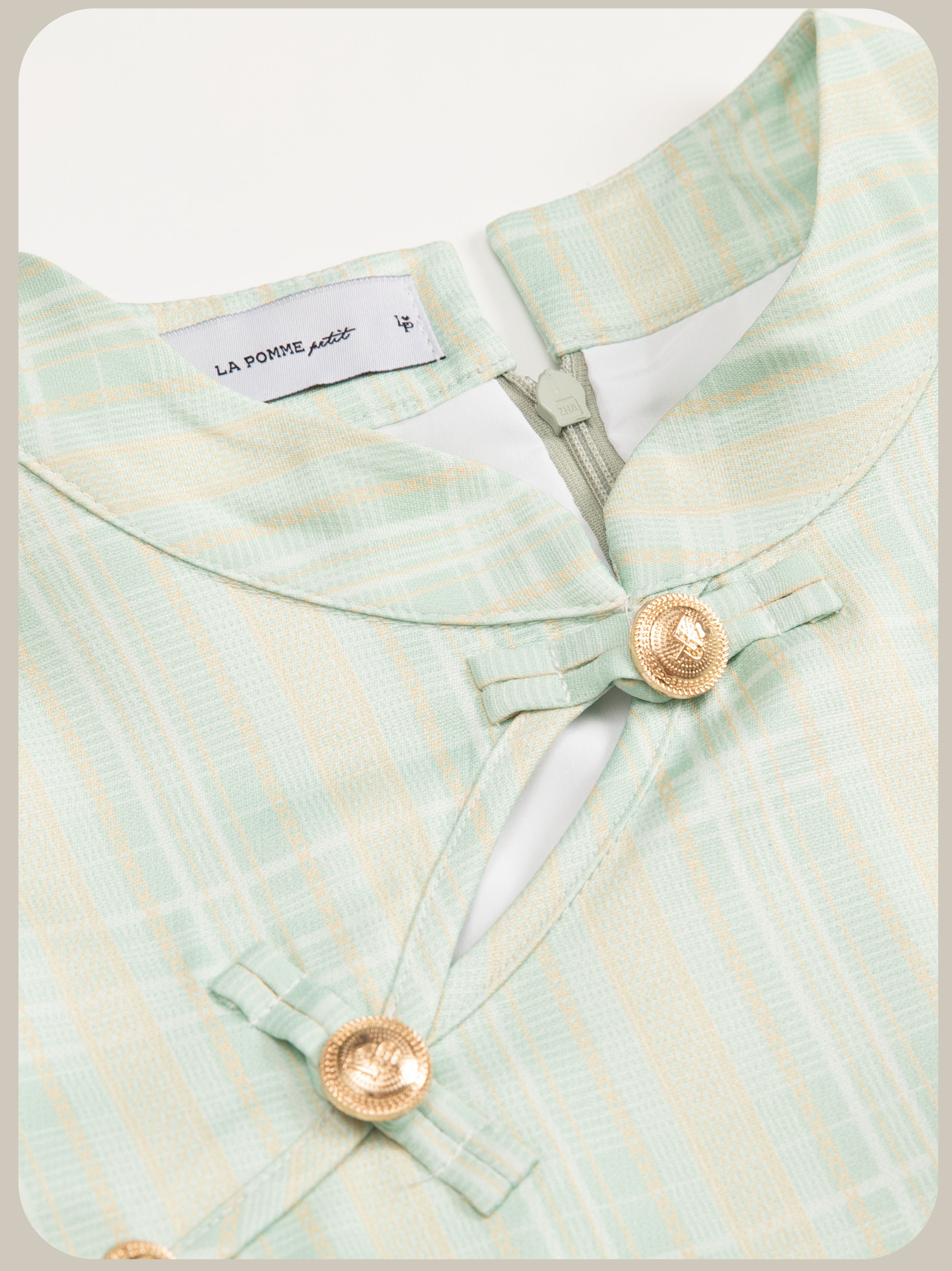 ・予約商品・Fresh Color Gold Button Pleats China Dress/フレッシュカラーゴールドボタンプリーツチャイナドレス