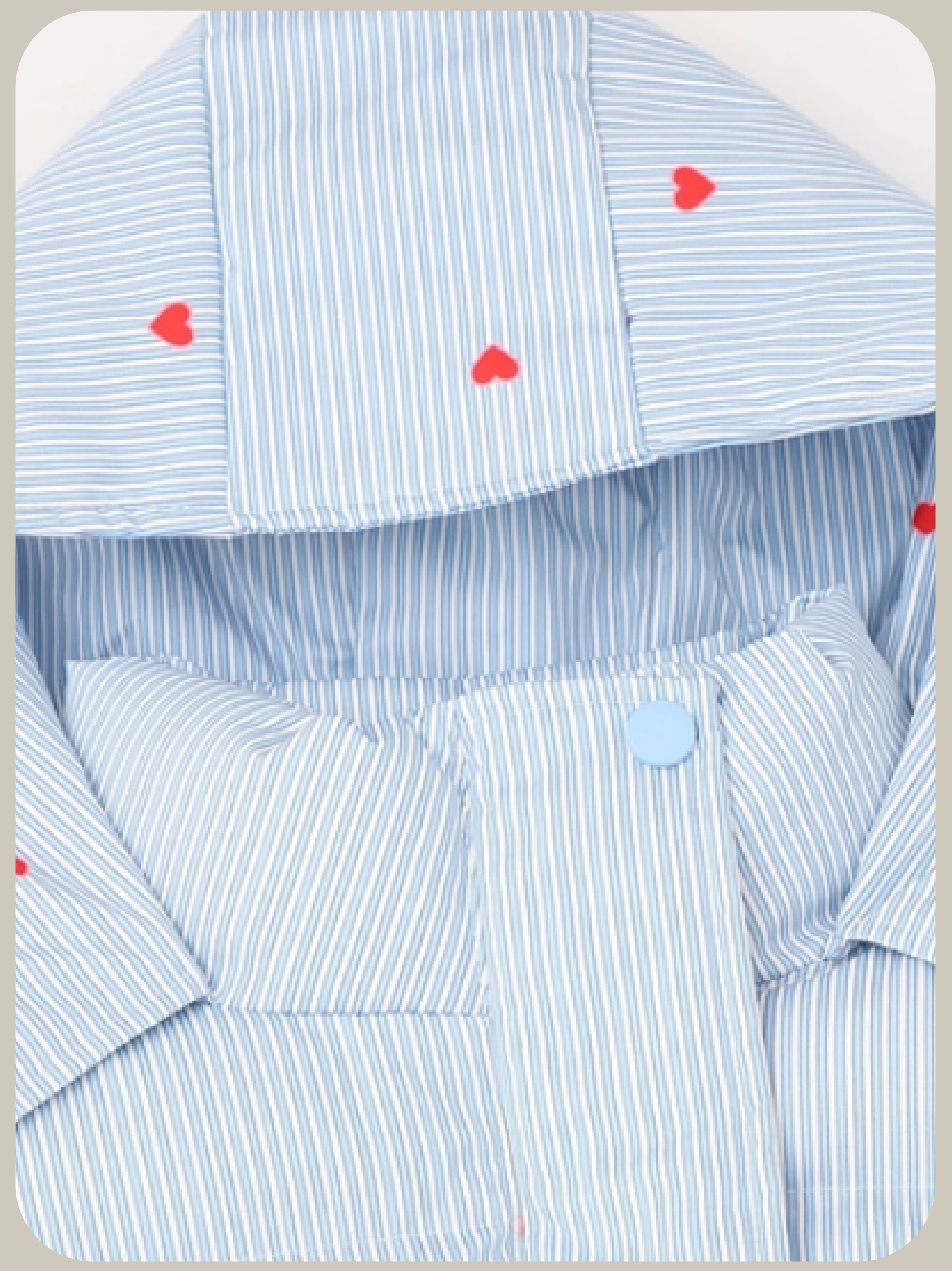 Heart Design Baby Blue Stripe Down Jacket/ハートデザインベビーブルーストライプダウンジャケット