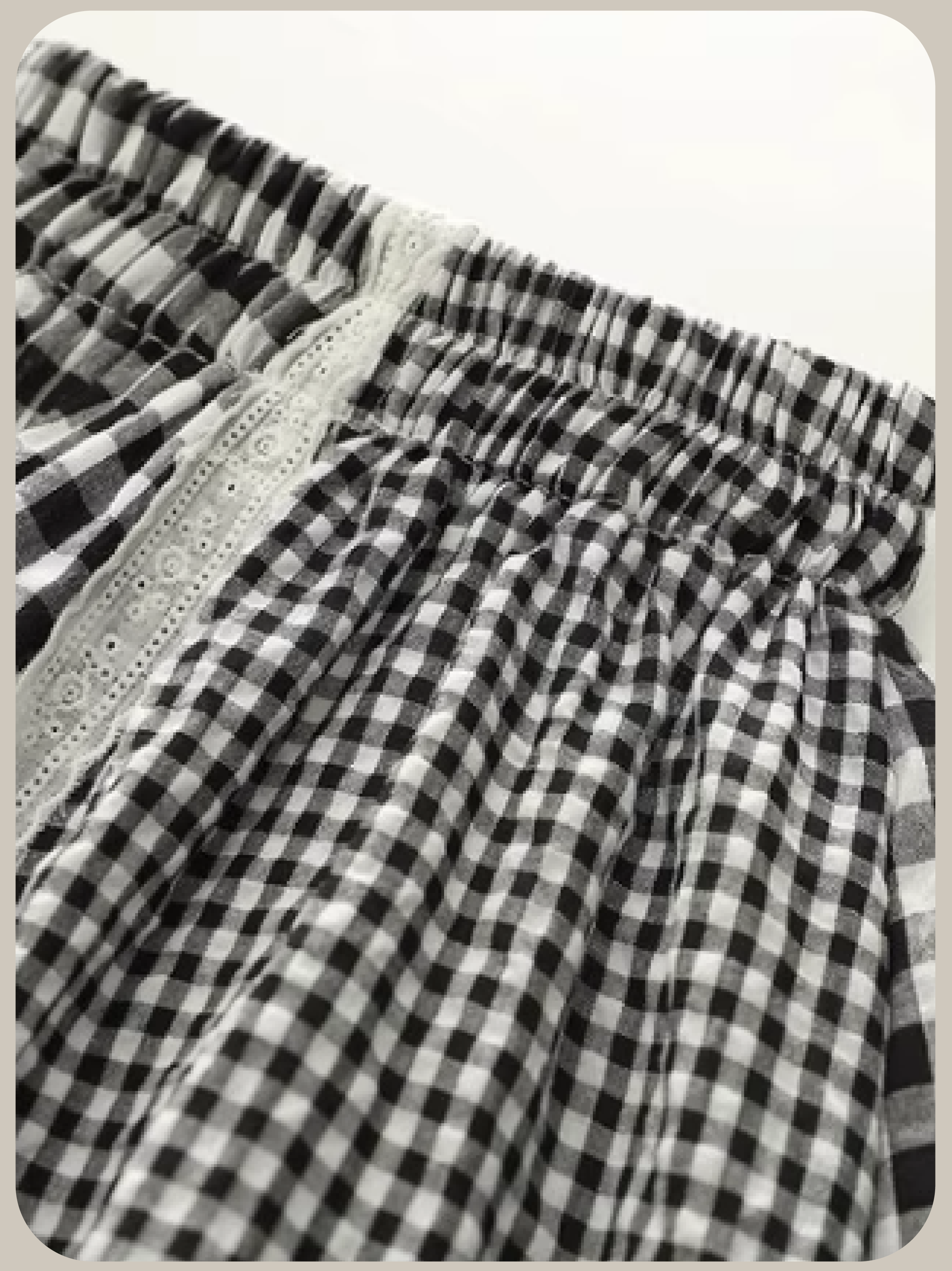 Multiple Check Lace Stitching Skirt/マルチチェックレースステッチスカート