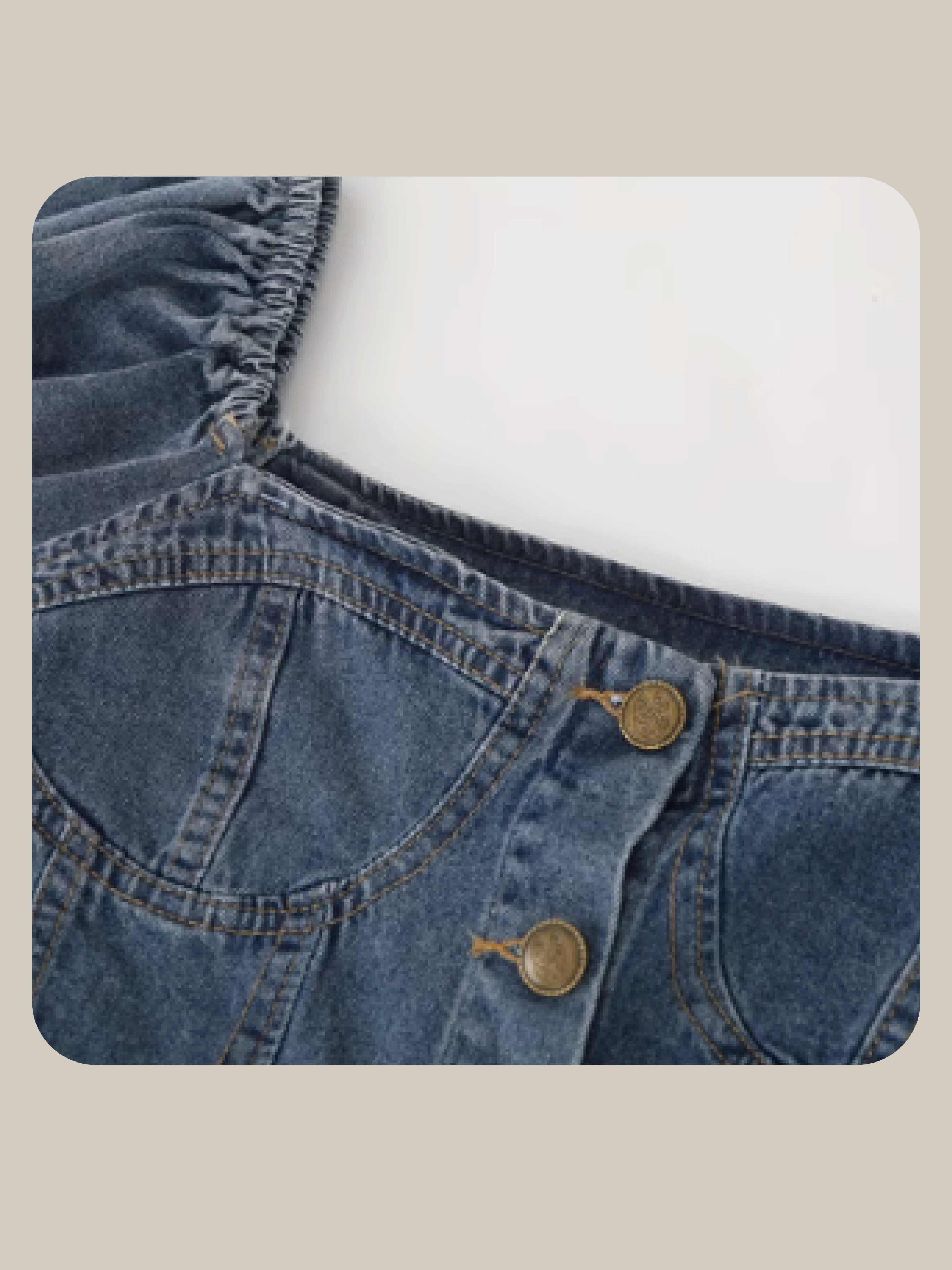 Square Collar Denim Top スクエアカラーデニムトップス