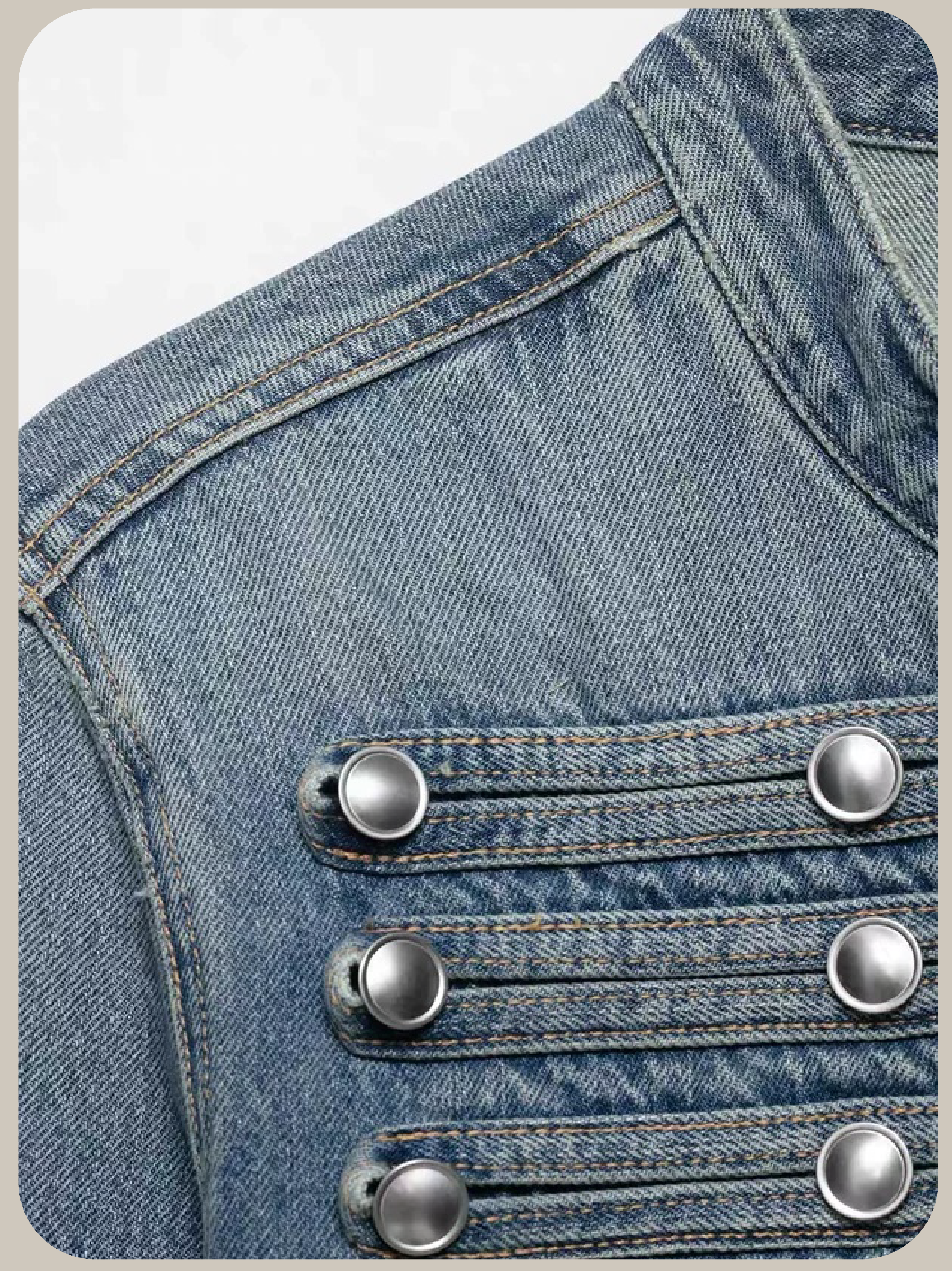 Cropped Rivet Denim Jacket With Short Pants/クロップドリベットデニムジャケットショートパンツ